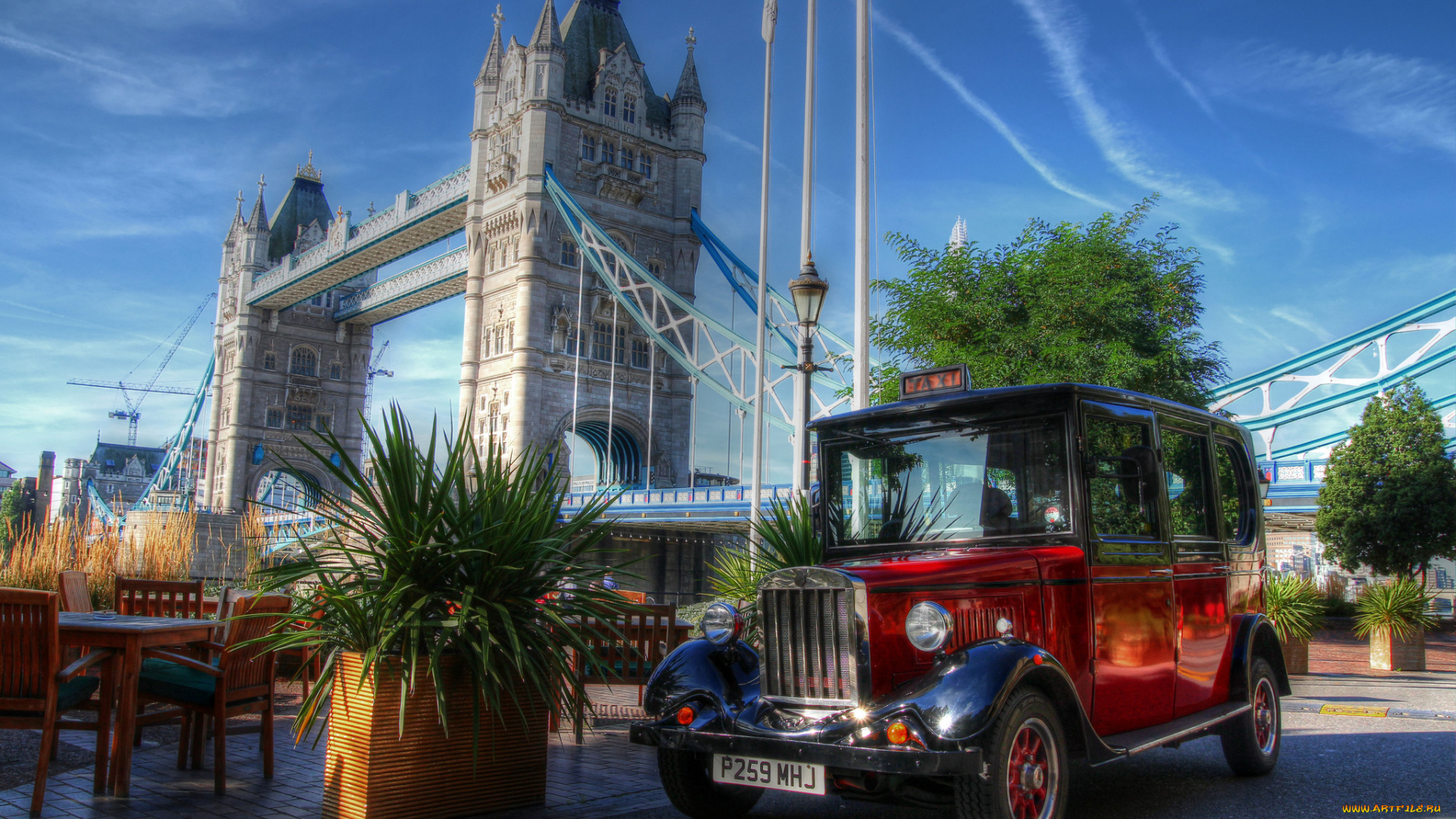 taxi, to, tower, bridge, автомобили, классика, лондон, такси, мост, набережная