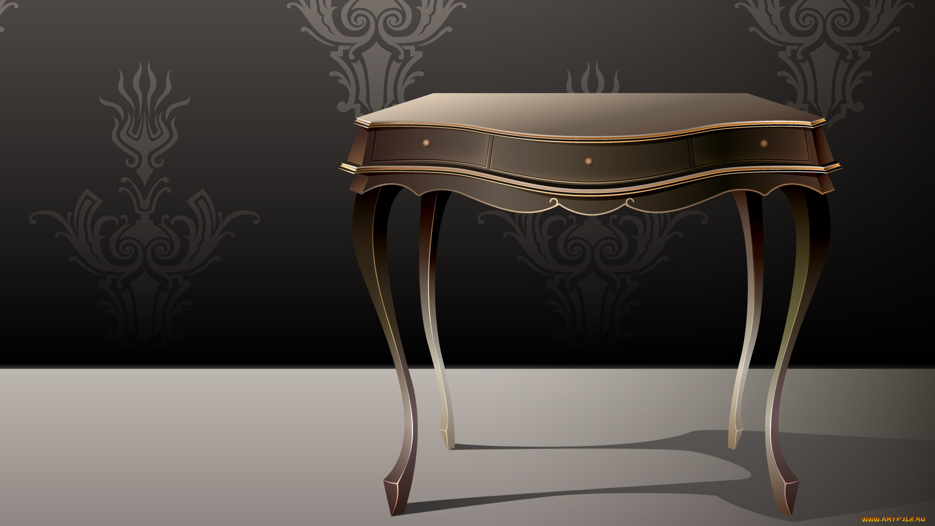 векторная, графика, мебель, комната