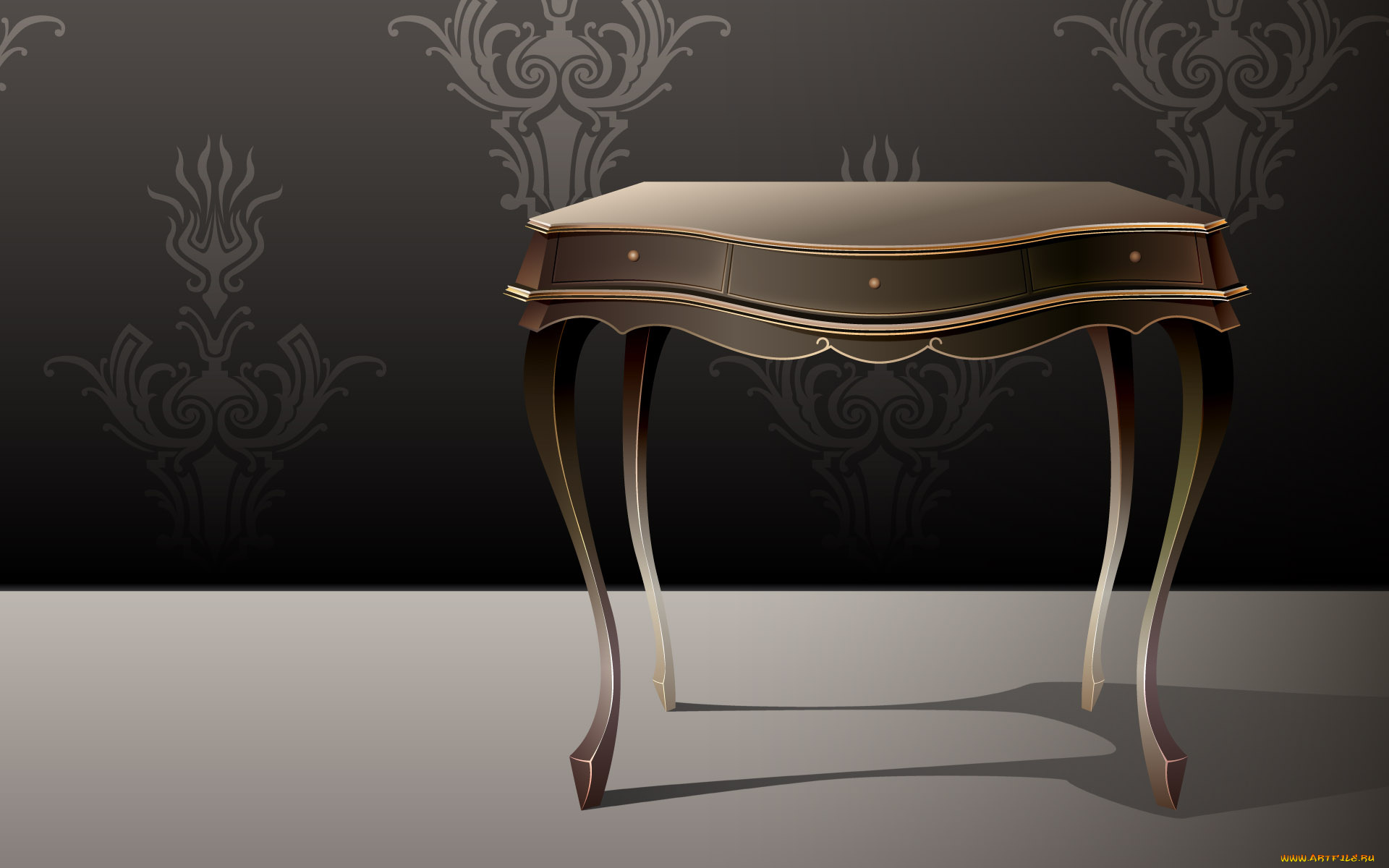 векторная, графика, мебель, комната