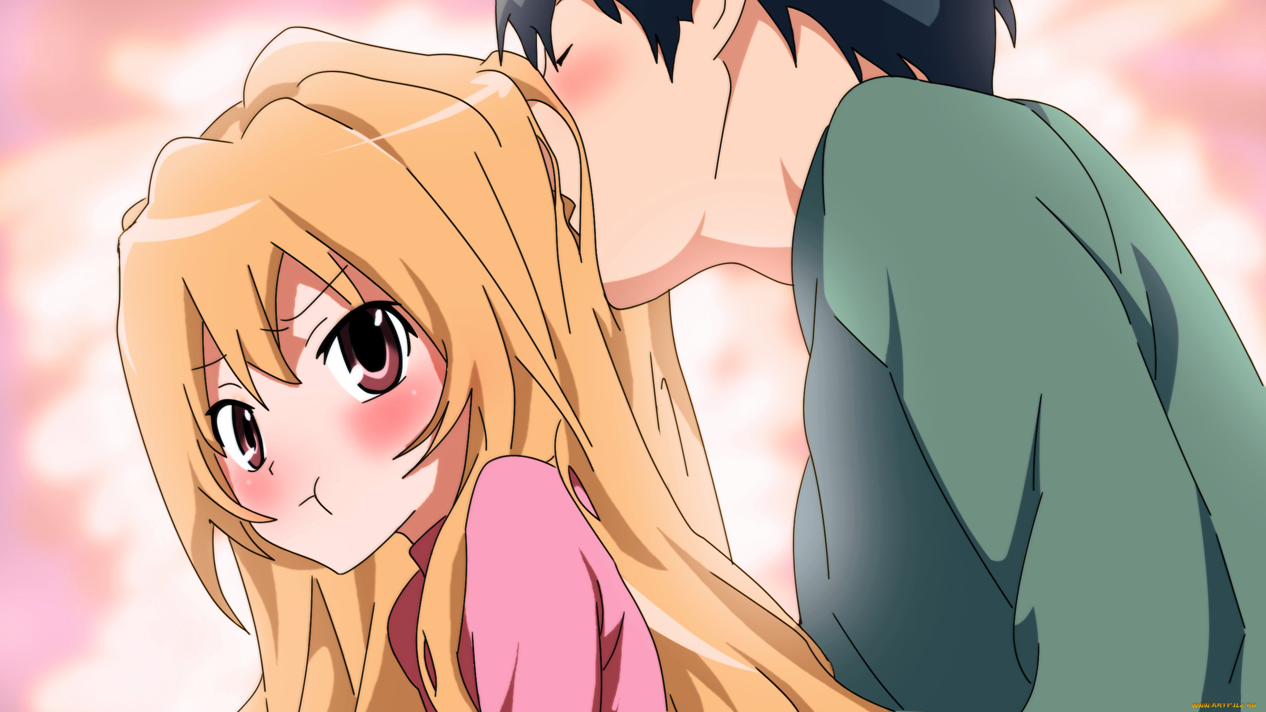 аниме, toradora, takasu, ryuuji, парень, aisaka, taiga, смущение, пара, девушка