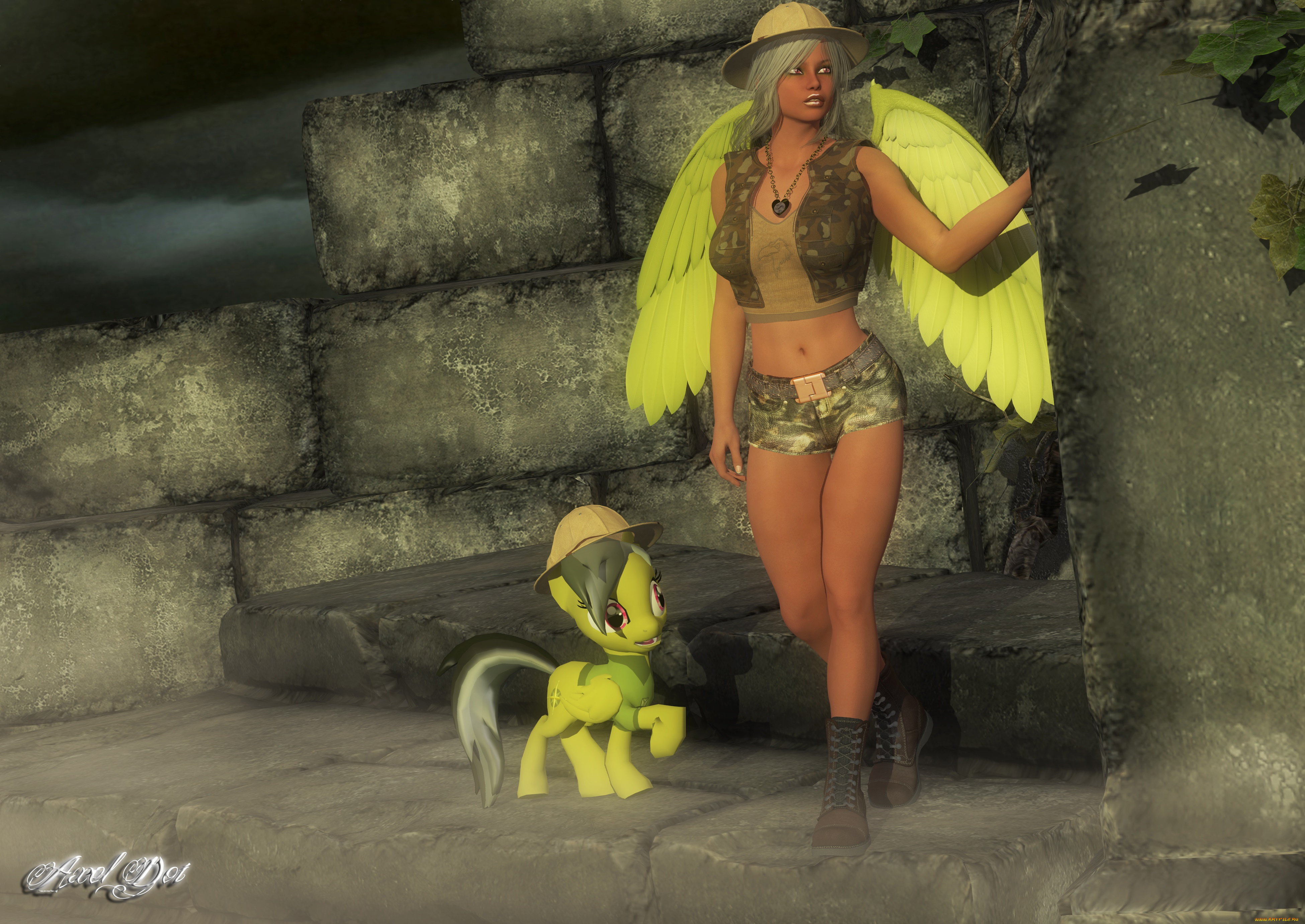 3д, графика, фантазия, , fantasy, пони, крылья, взгляд, девушка