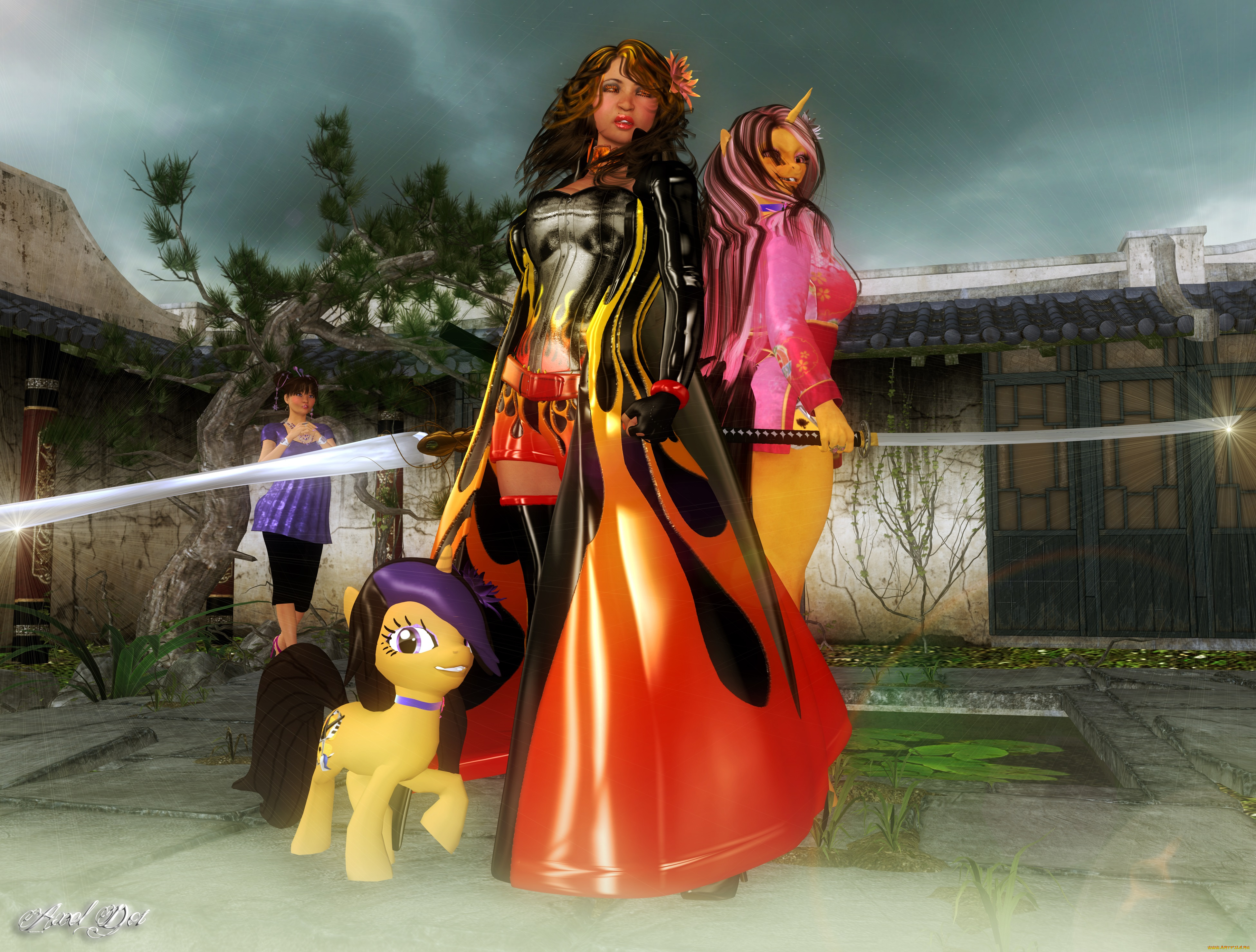 3д, графика, фантазия, , fantasy, взгляд, девушки, пони