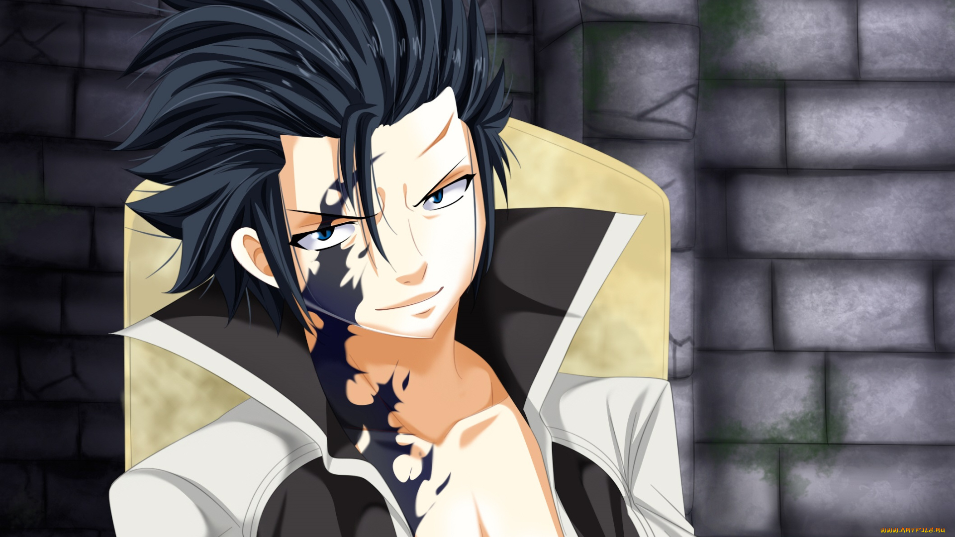 аниме, fairy, tail, брюнет, взгляд, парень, арт