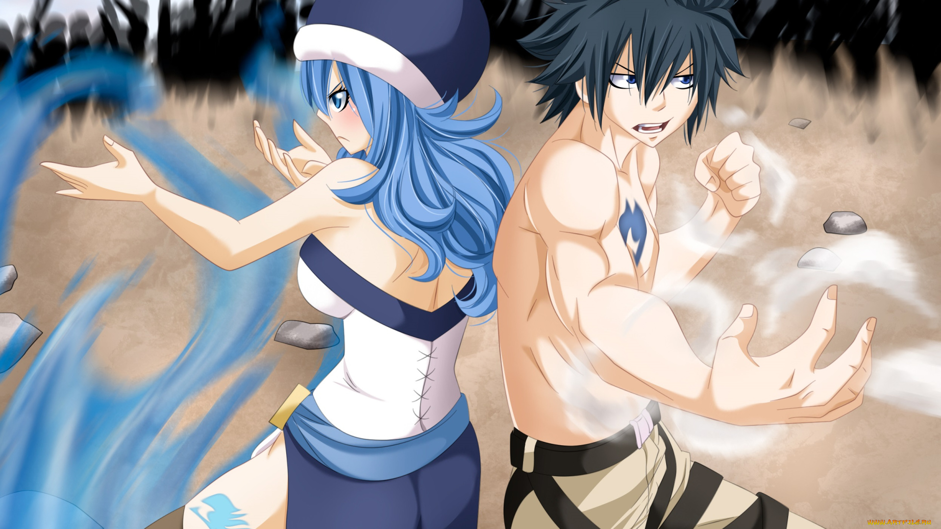 аниме, fairy, tail, девушка, арт, парень