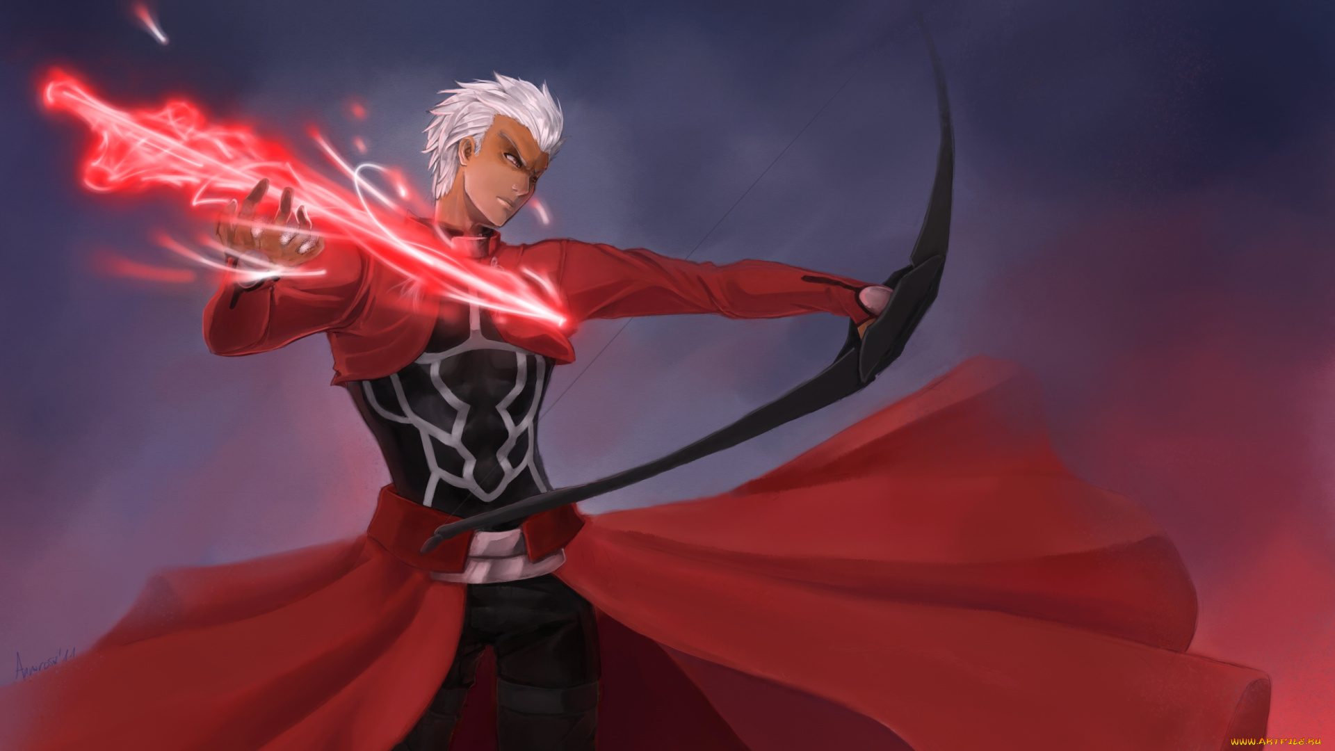 аниме, fate, stay, night, стрела, арчер, арт, лук