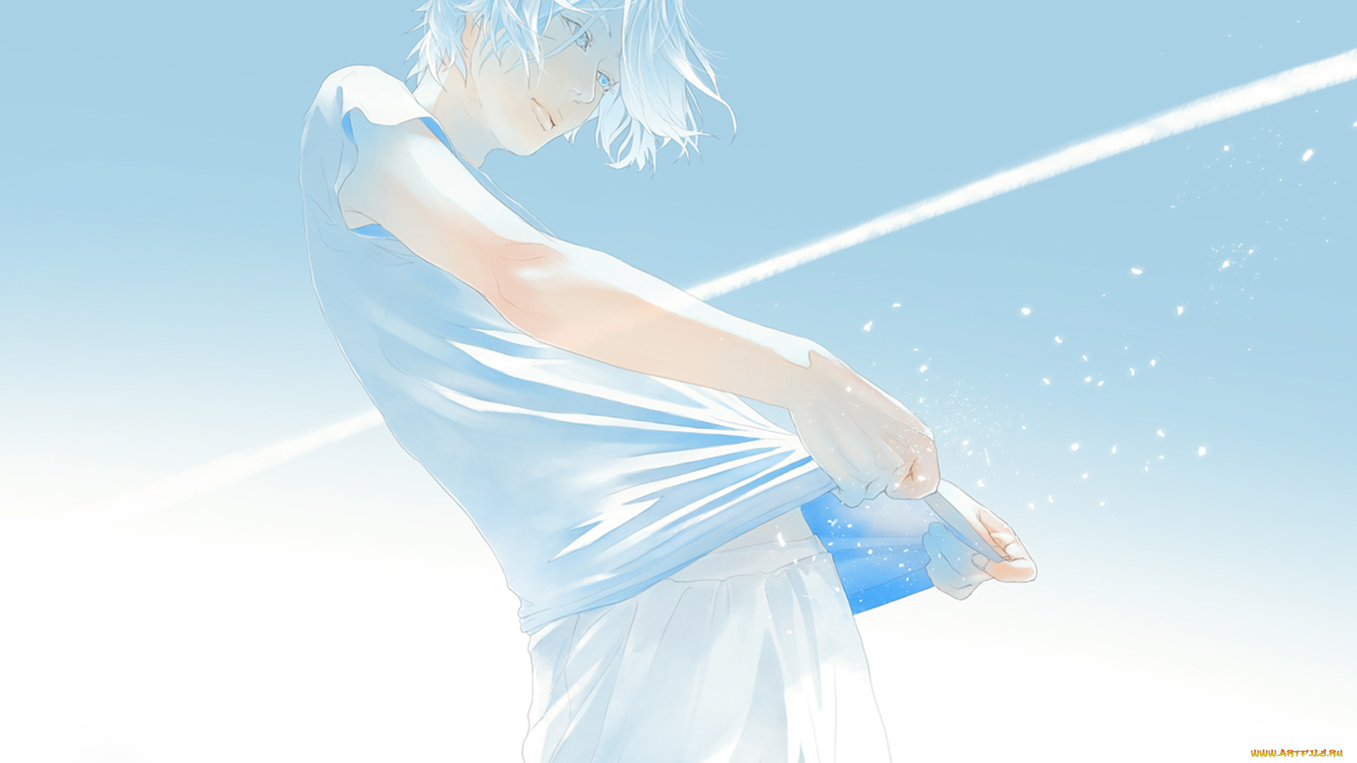 аниме, unknown, , другое, небо, парень, re, след, арт