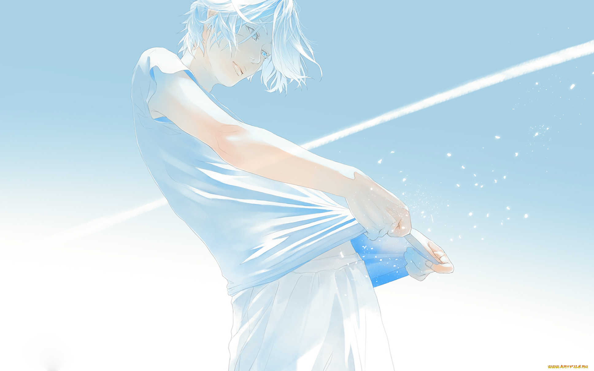 аниме, unknown, , другое, небо, парень, re, след, арт