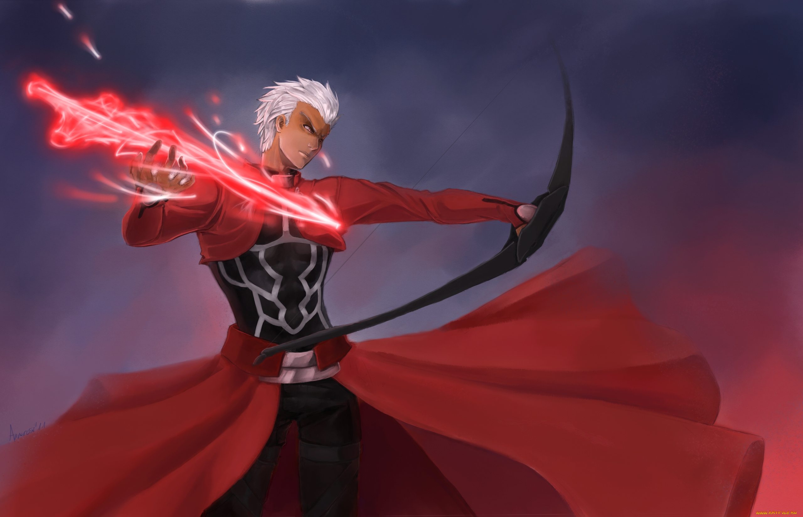 аниме, fate, stay, night, стрела, арчер, арт, лук