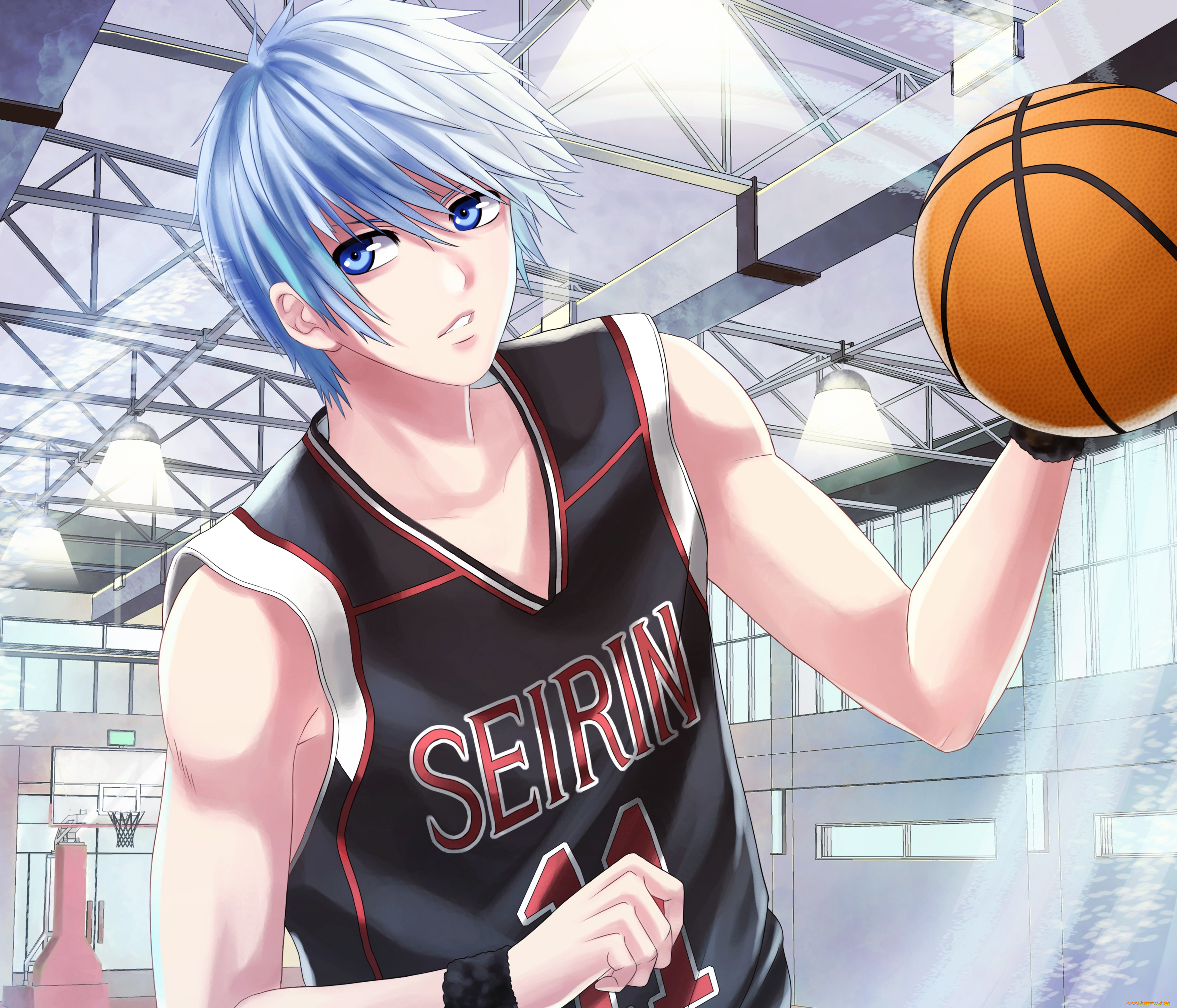 аниме, kuroko, no, baske, парень, спортсмен, мяч, баскетбол, арт