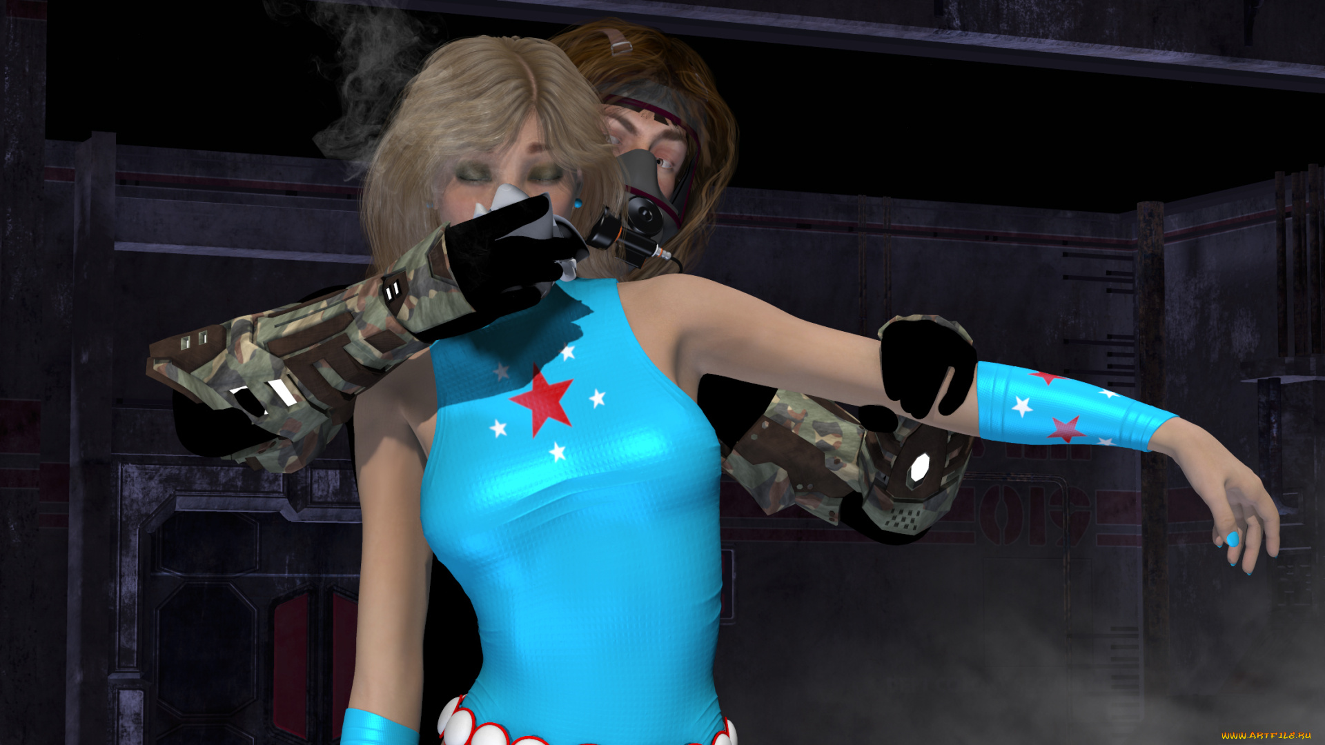 3д, графика, фантазия, , fantasy, драка, фон, взгляд, девушки