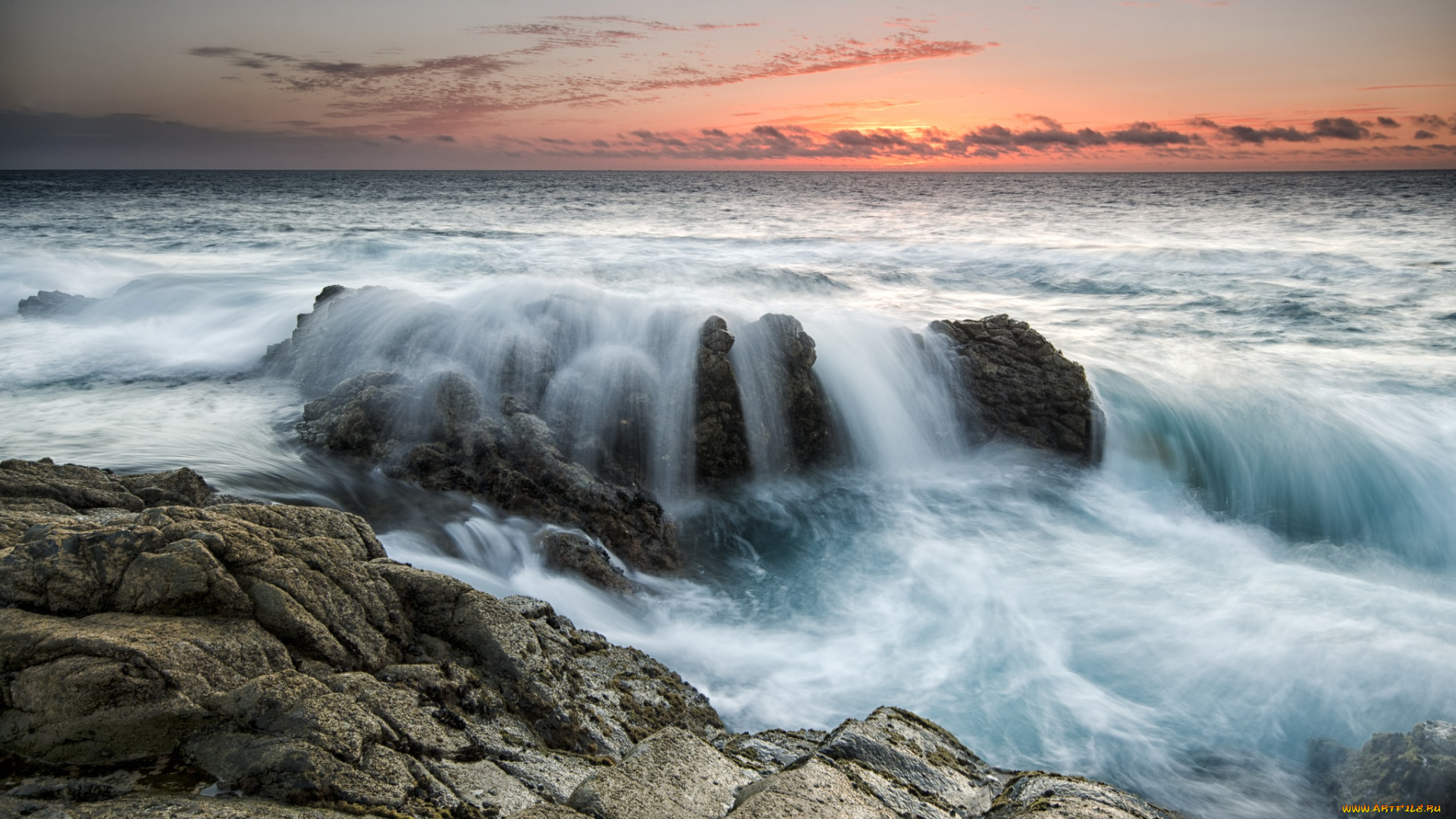 природа, побережье, рассвет