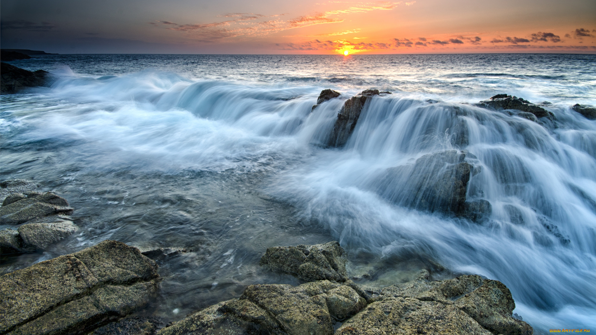 природа, побережье, рассвет