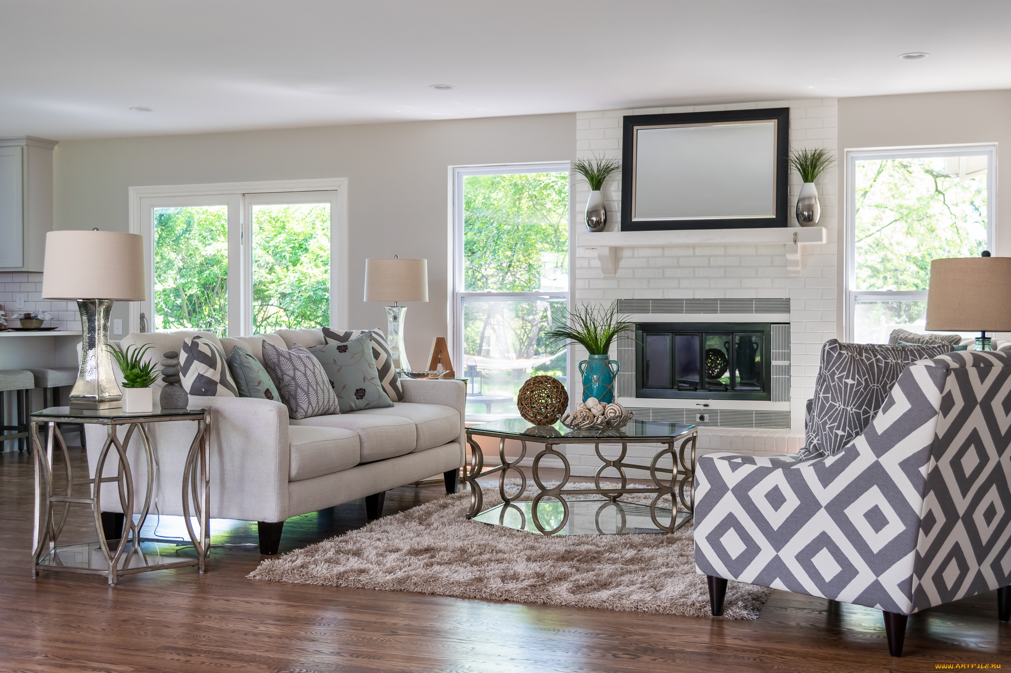 интерьер, гостиная, декор, дизайн, диван, камин