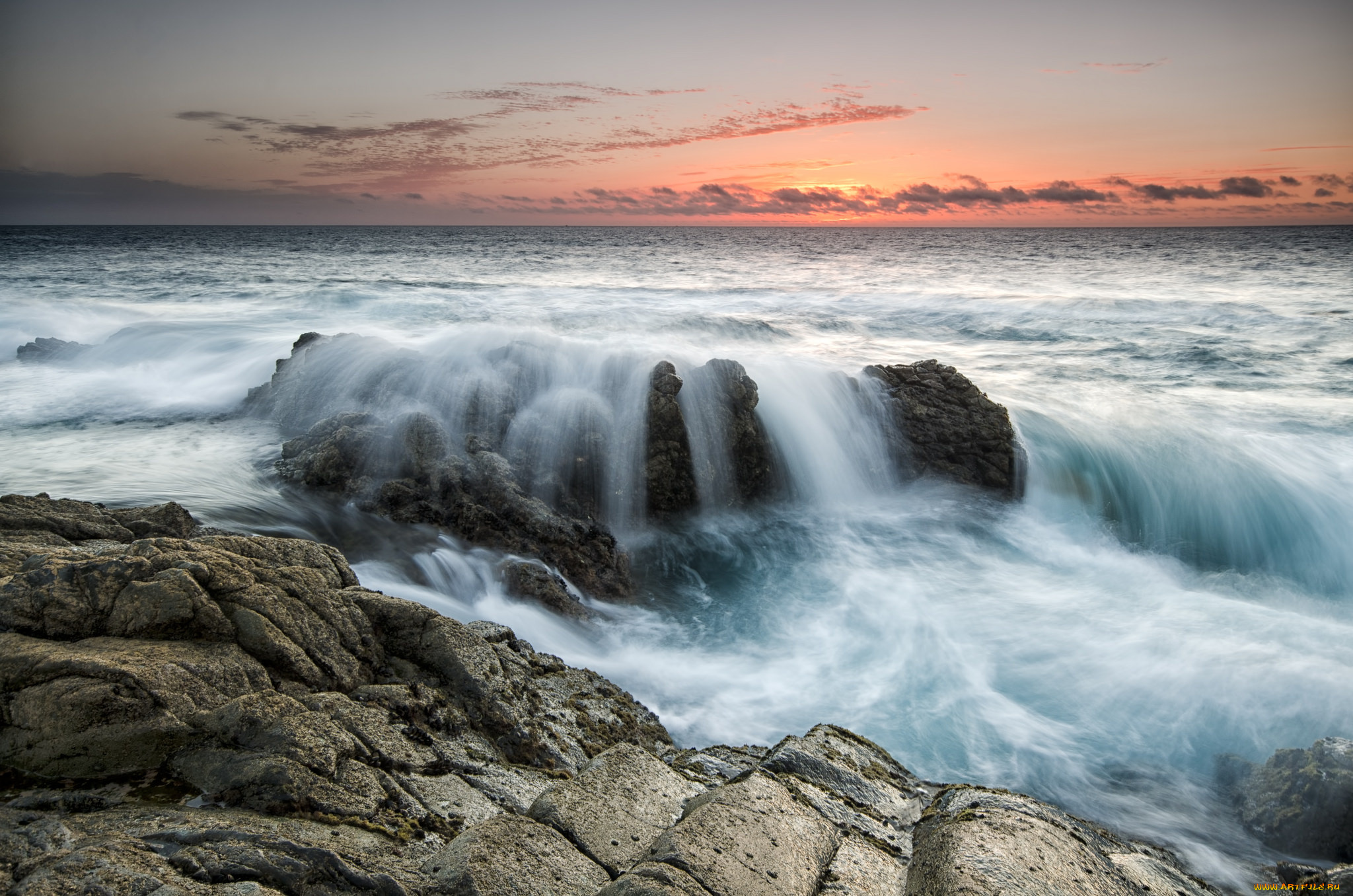 природа, побережье, рассвет