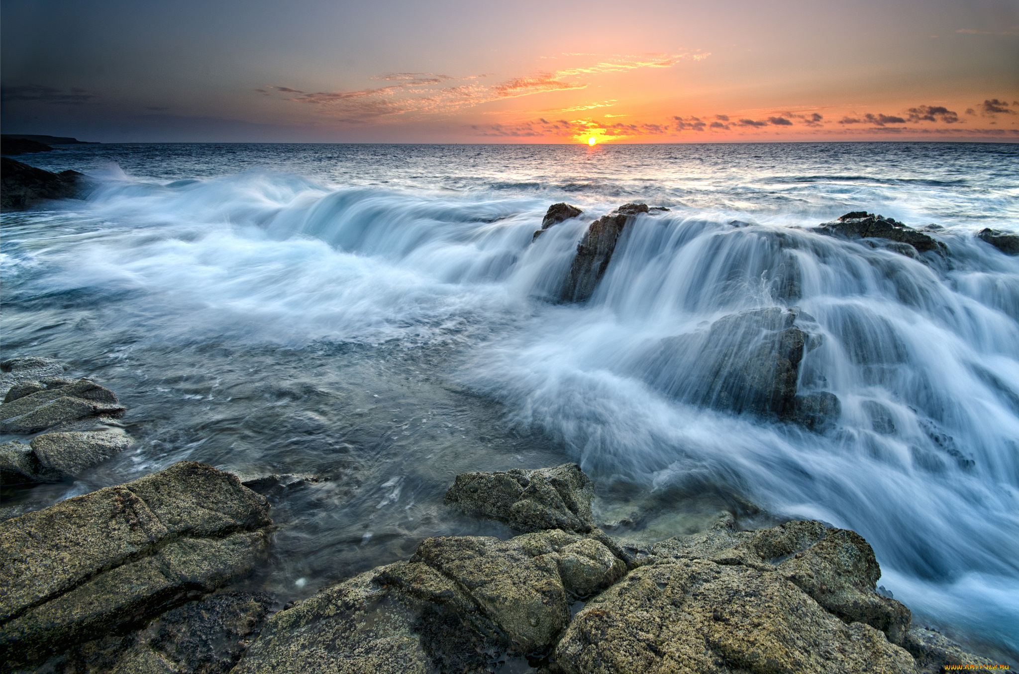 природа, побережье, рассвет