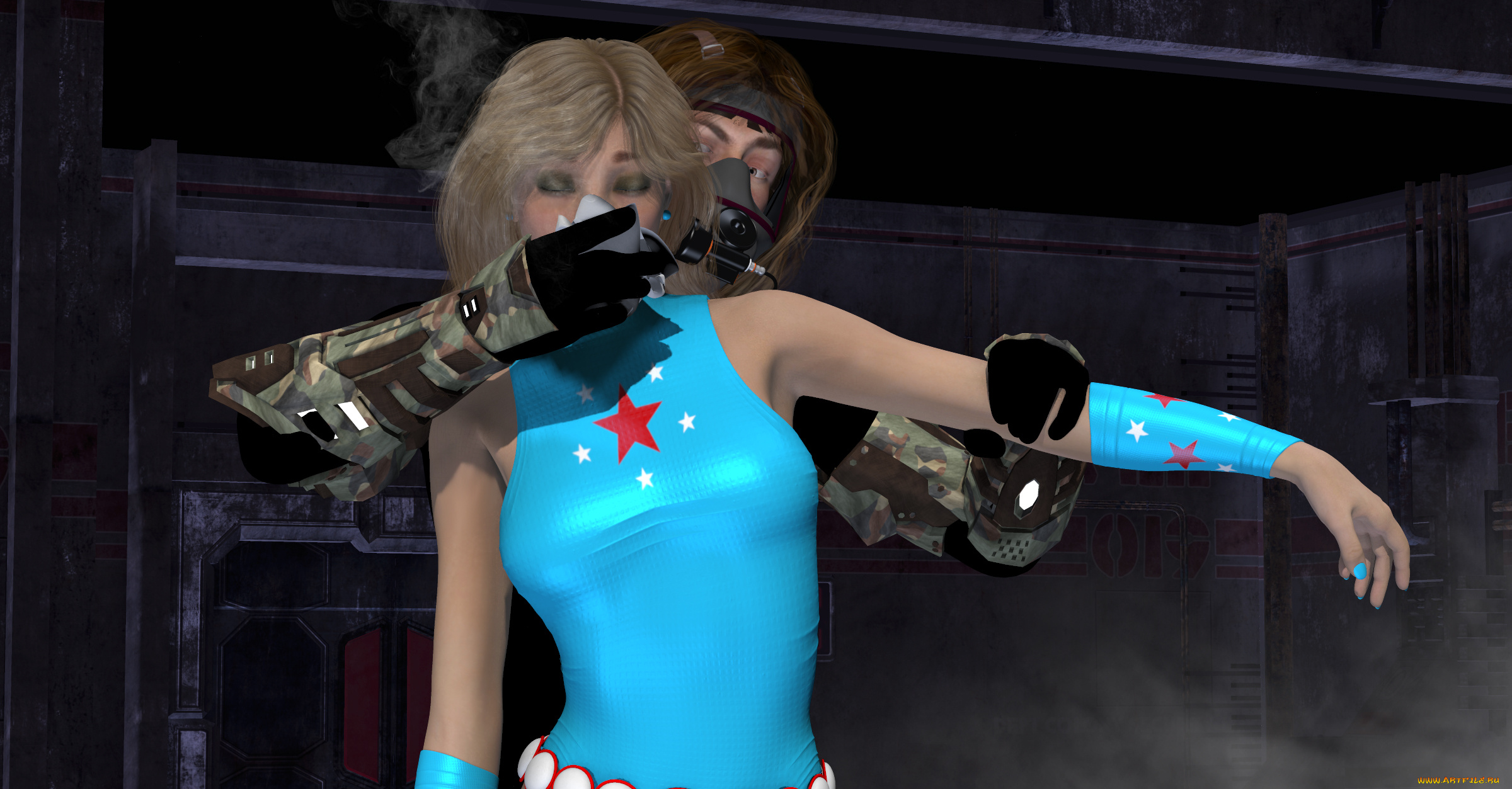 3д, графика, фантазия, , fantasy, драка, фон, взгляд, девушки