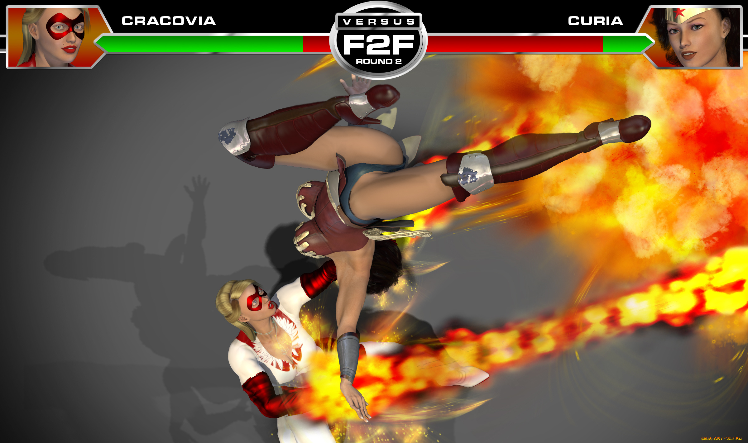 3д, графика, фантазия, , fantasy, взгляд, девушки, драка, фон