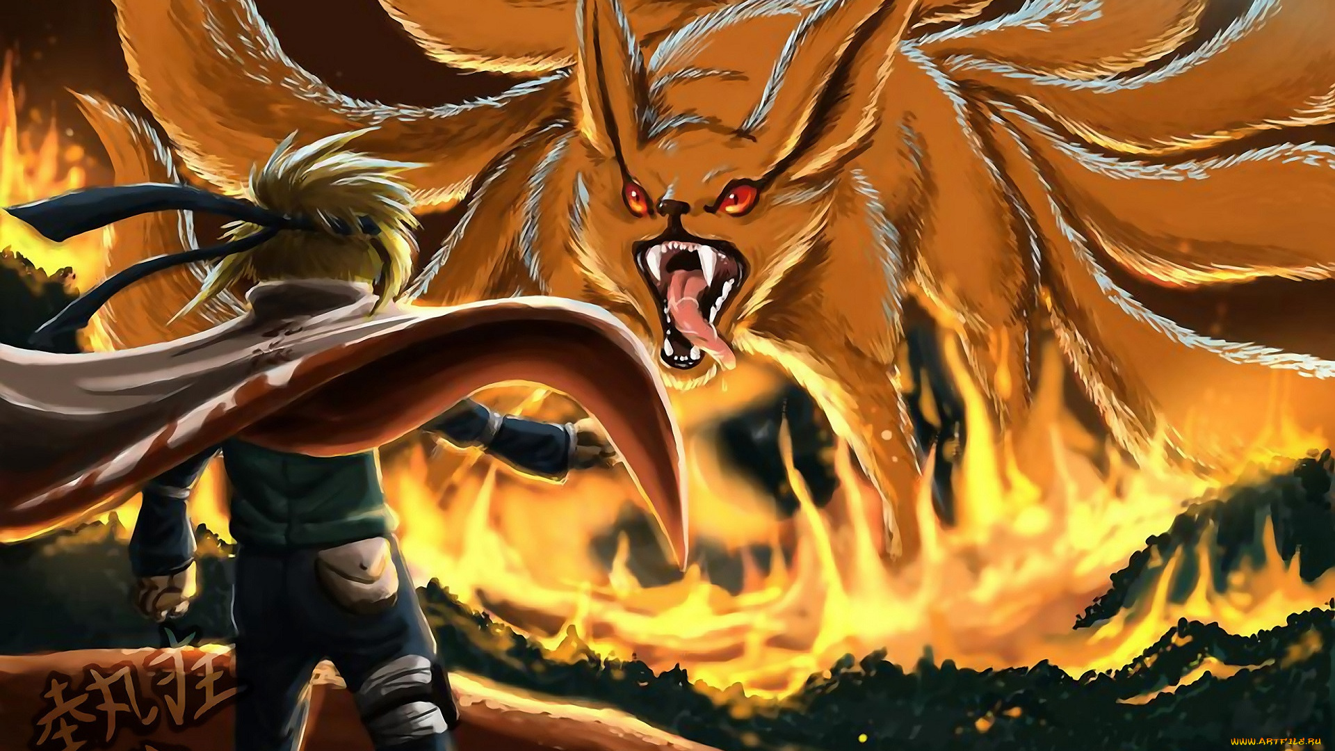 аниме, naruto, курама, минато