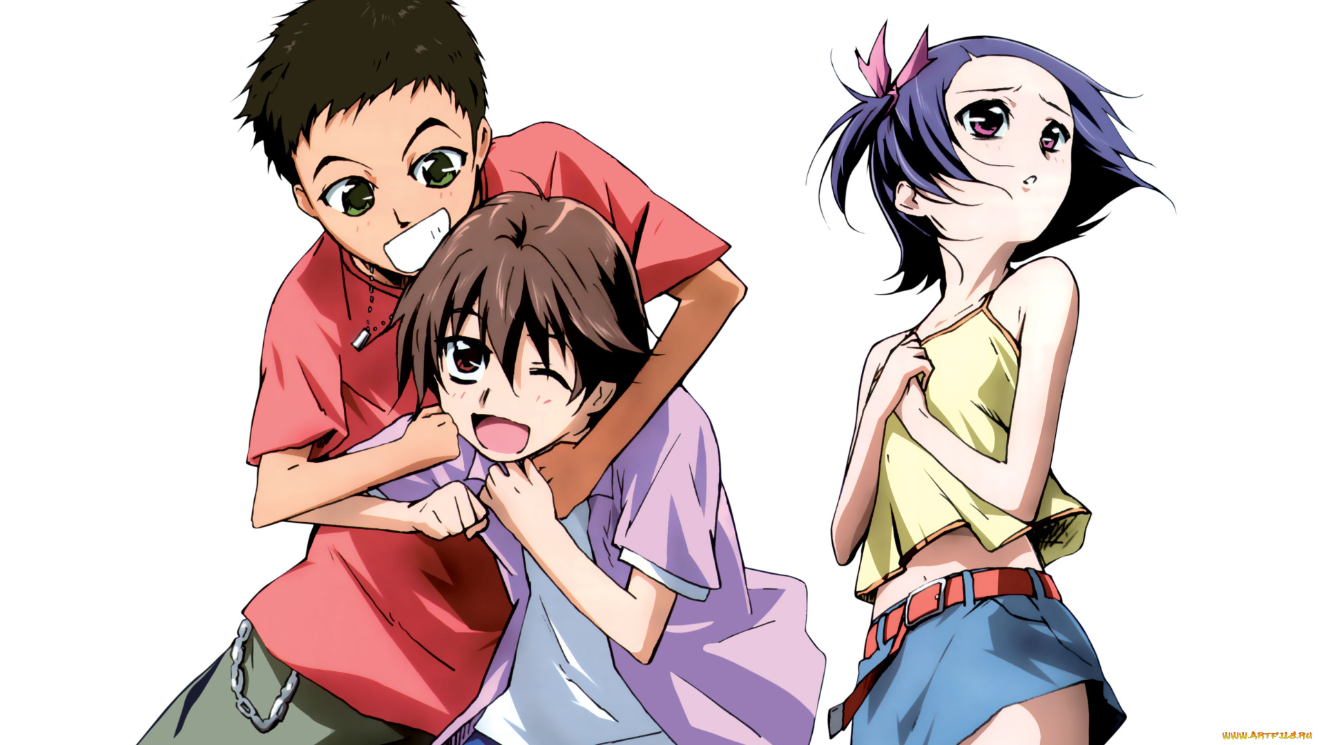 аниме, noein, мальчики, девочка, борьба, ребята