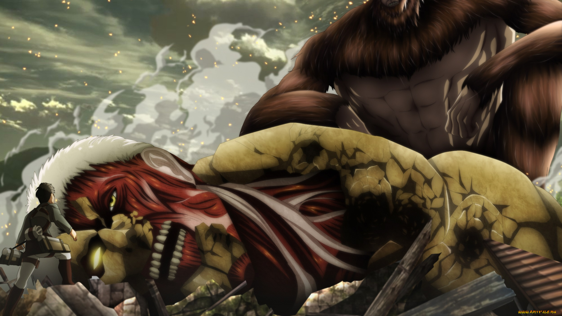 аниме, shingeki, no, kyojin, атака, титанов