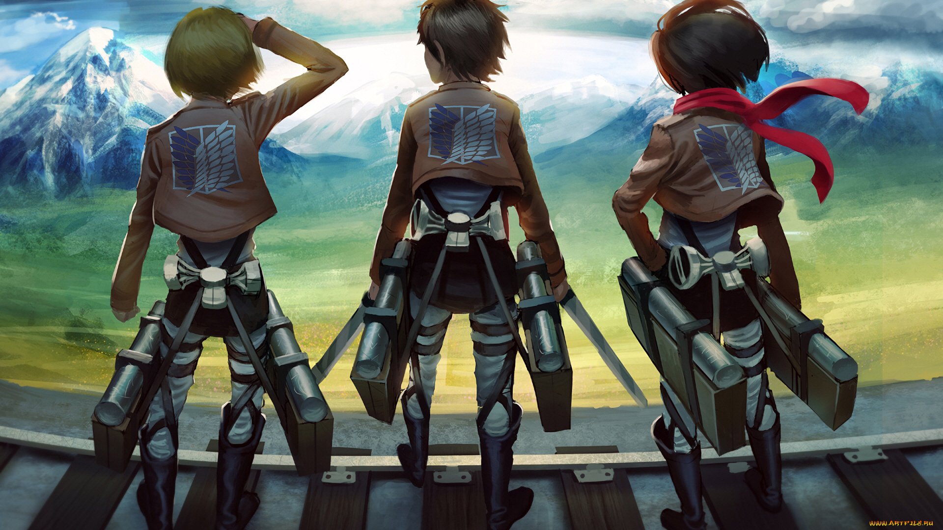 аниме, shingeki, no, kyojin, атака, титанов