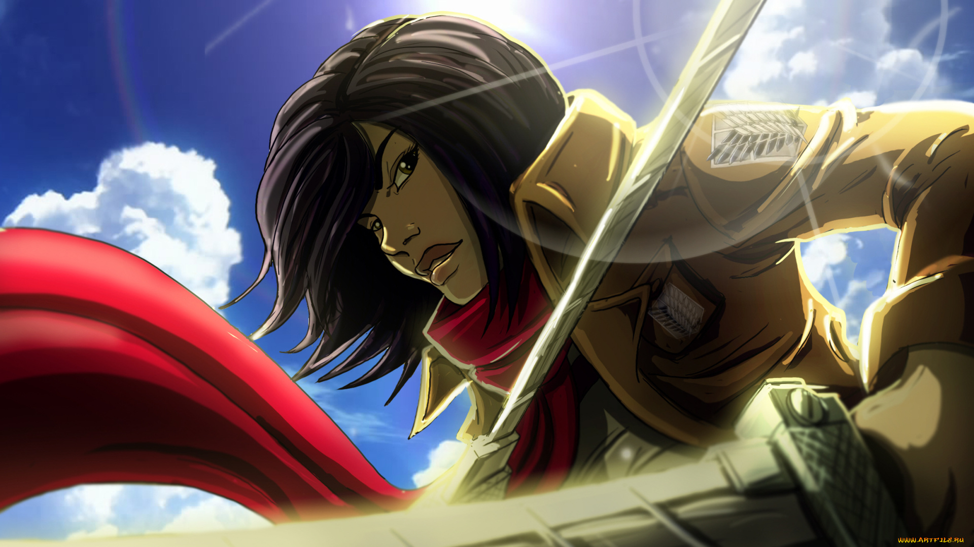 аниме, shingeki, no, kyojin, микаса