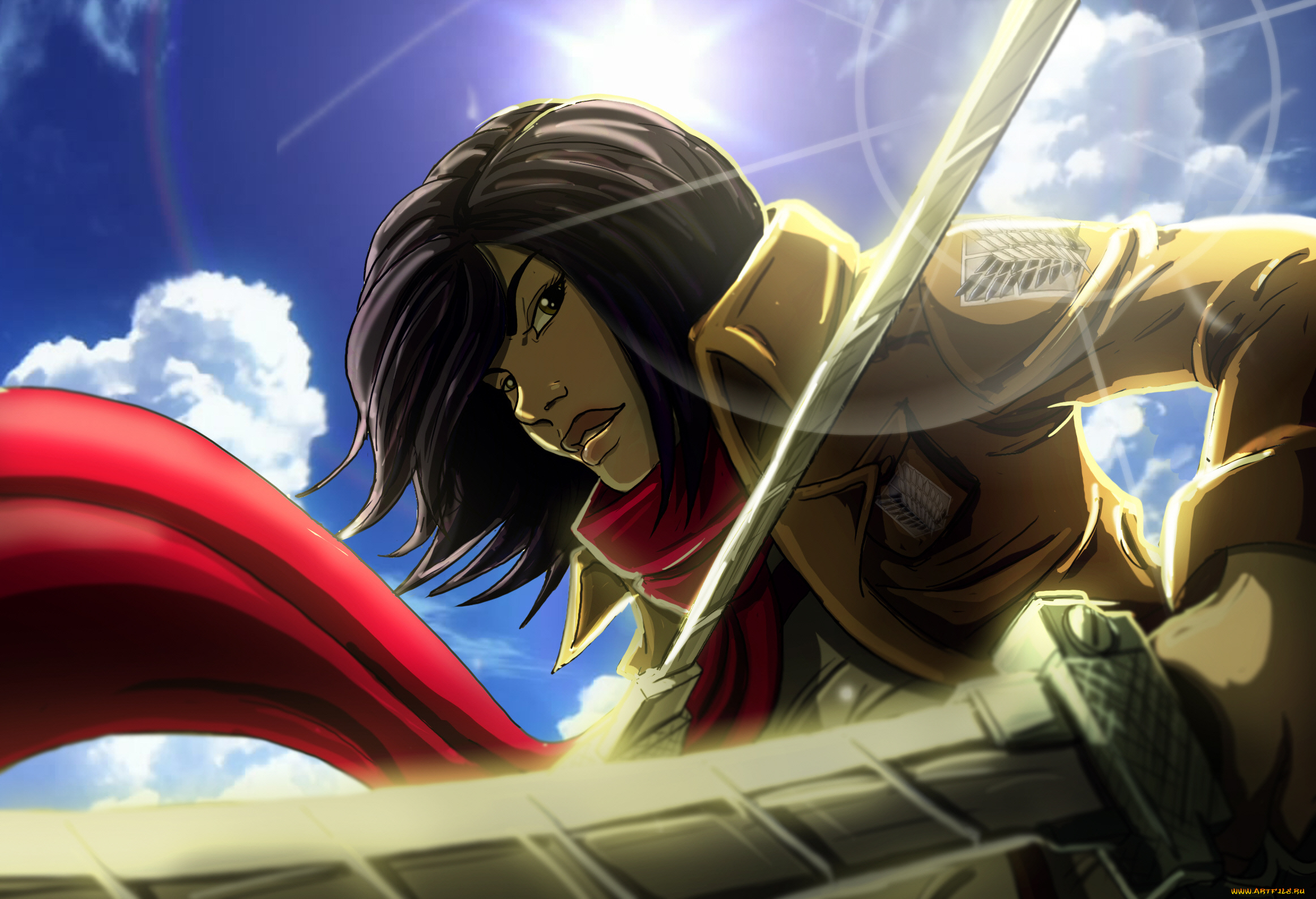 аниме, shingeki, no, kyojin, микаса