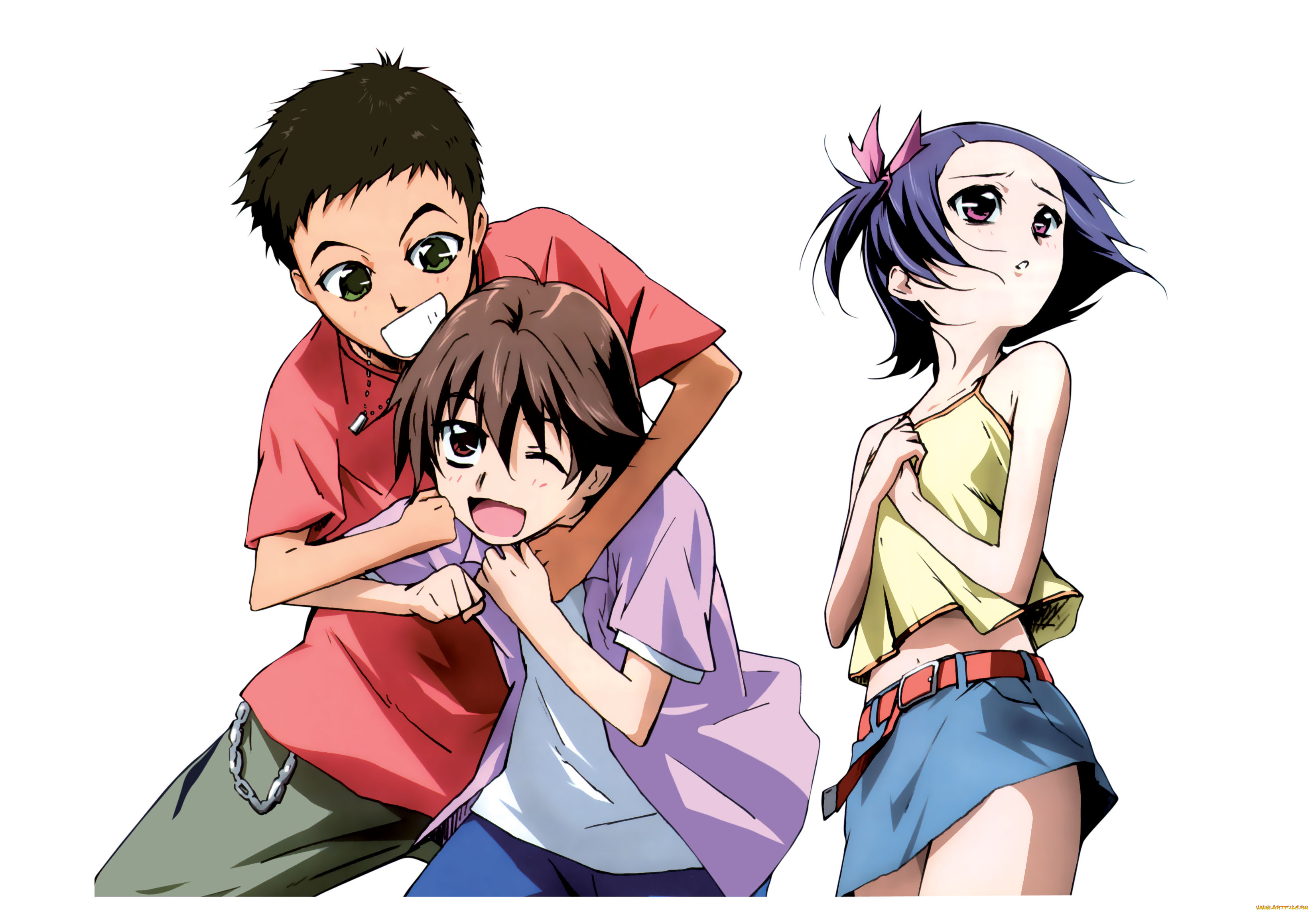 аниме, noein, мальчики, девочка, борьба, ребята