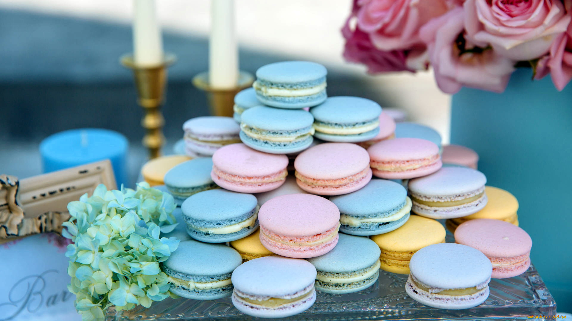 еда, макаруны, ассорти, печенье, лакомство