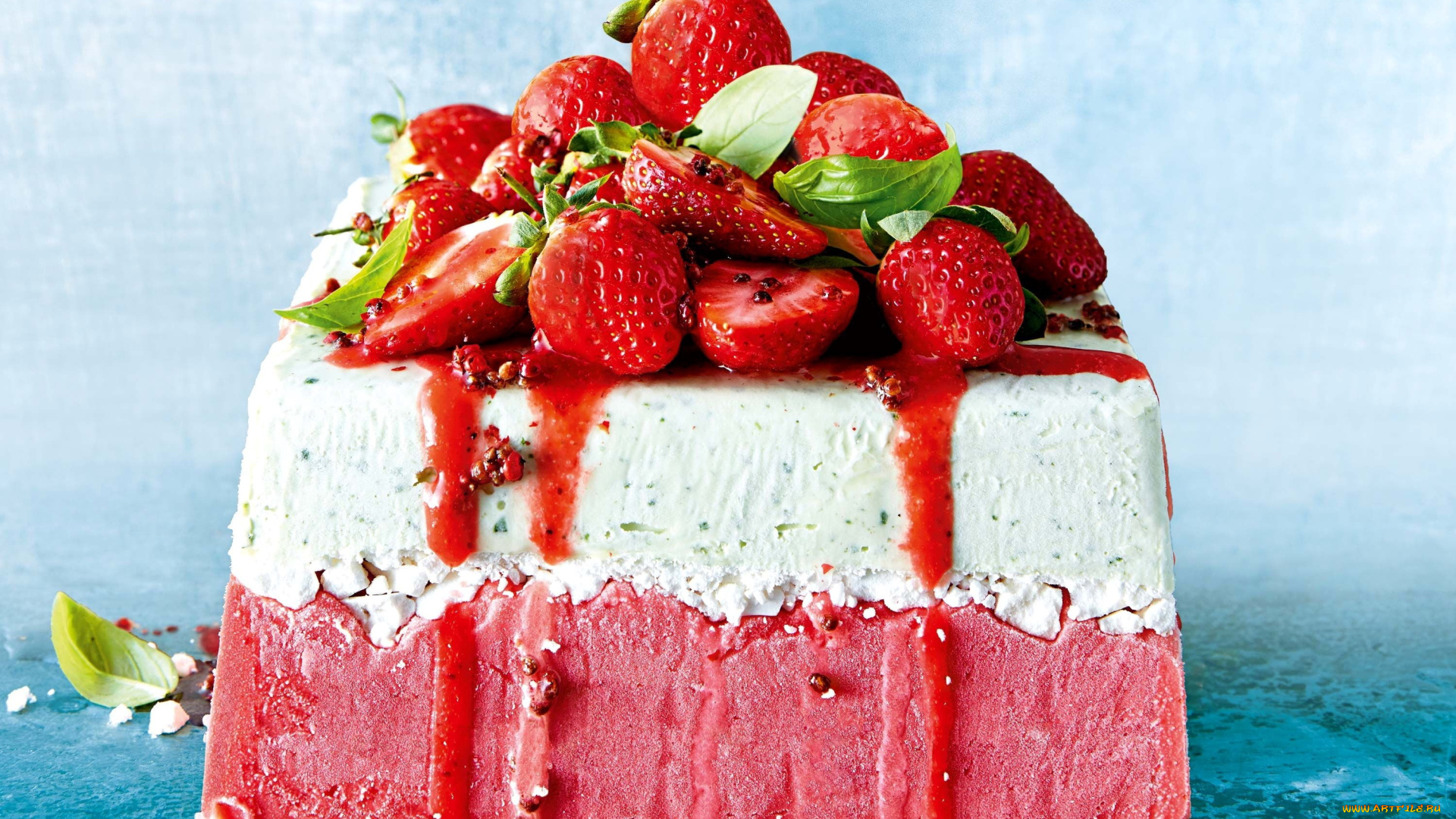 еда, мороженое, , десерты, двухслойное, клубника