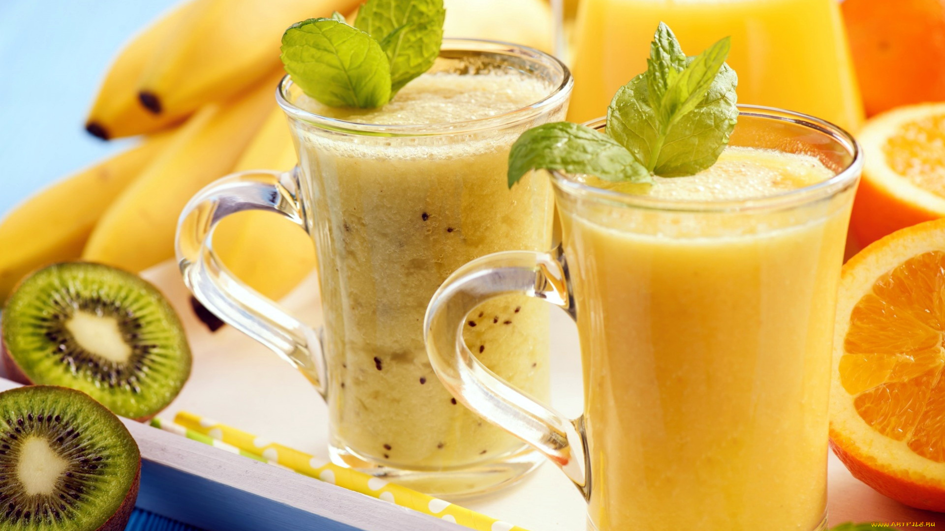 еда, напитки, , сок, мята, апельсин, сок, банан, киви