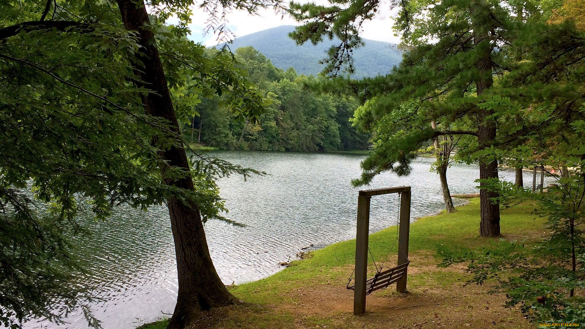 природа, реки, озера, качели, деревья, река