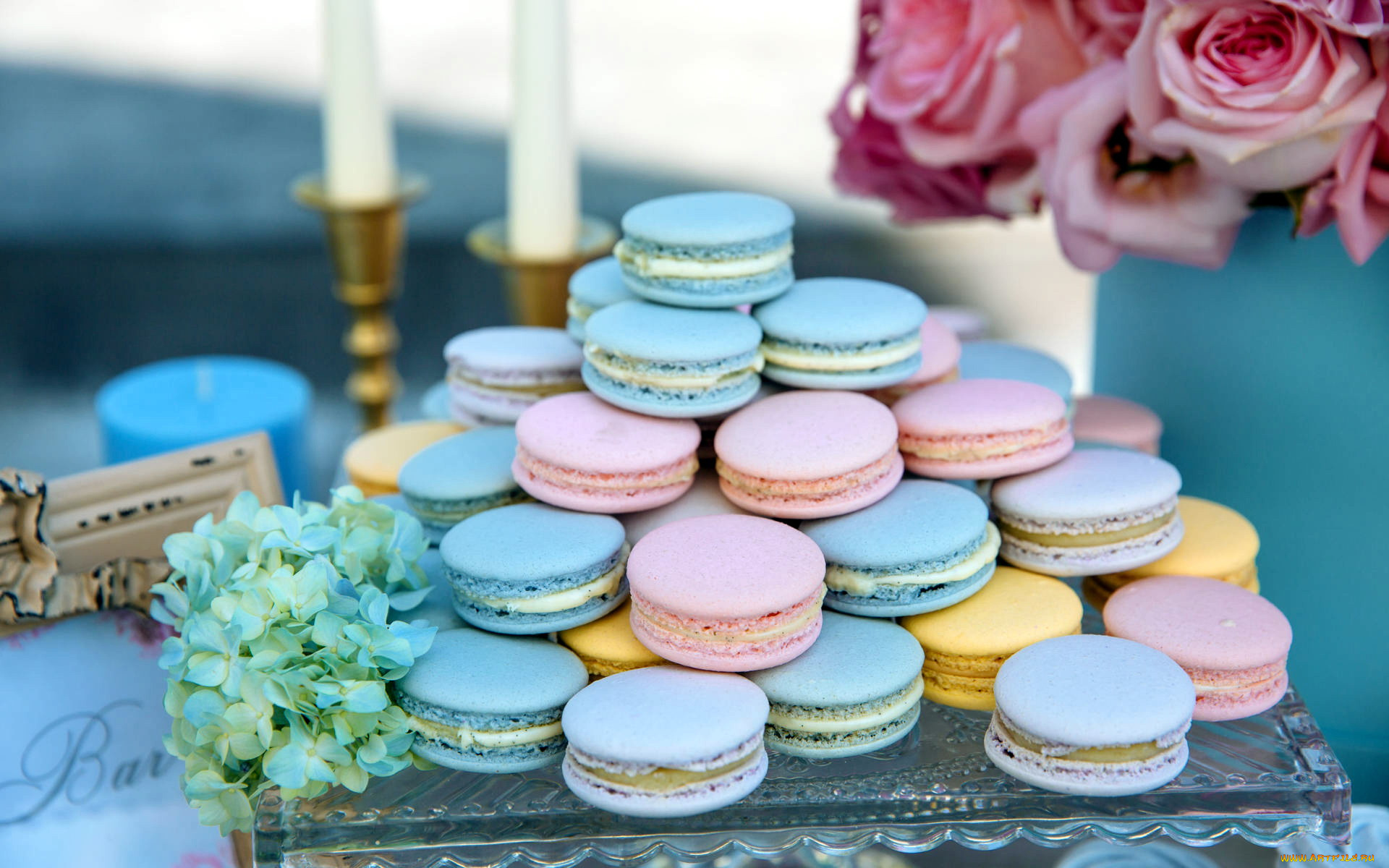 еда, макаруны, ассорти, печенье, лакомство