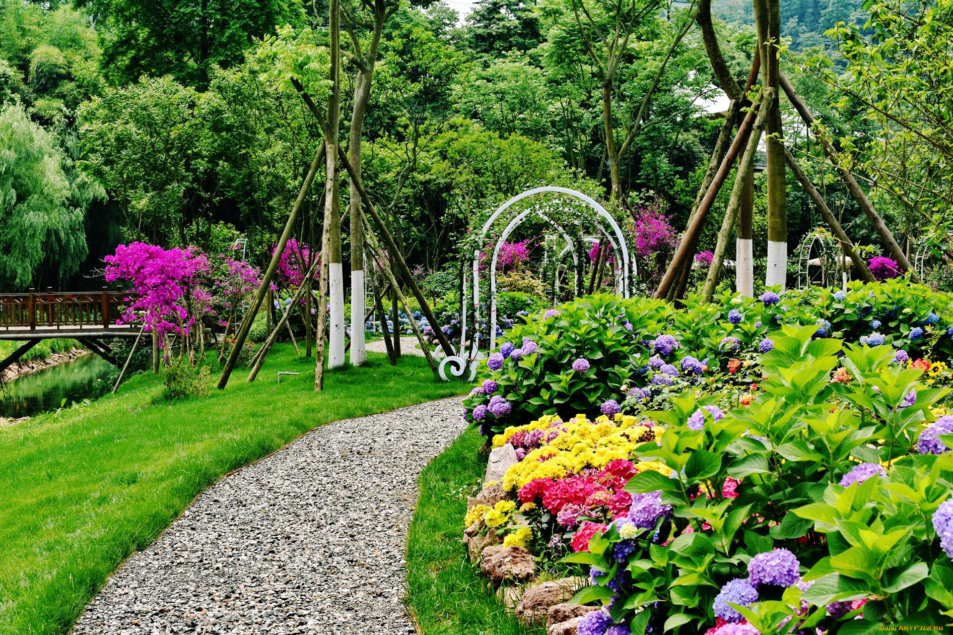 природа, парк, арка, аллея