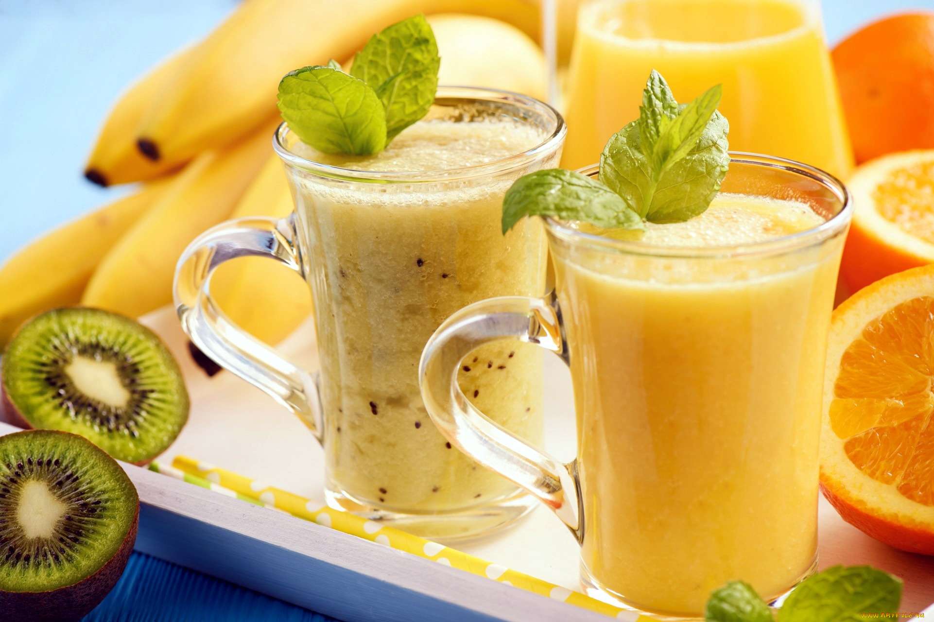 еда, напитки, , сок, мята, апельсин, сок, банан, киви