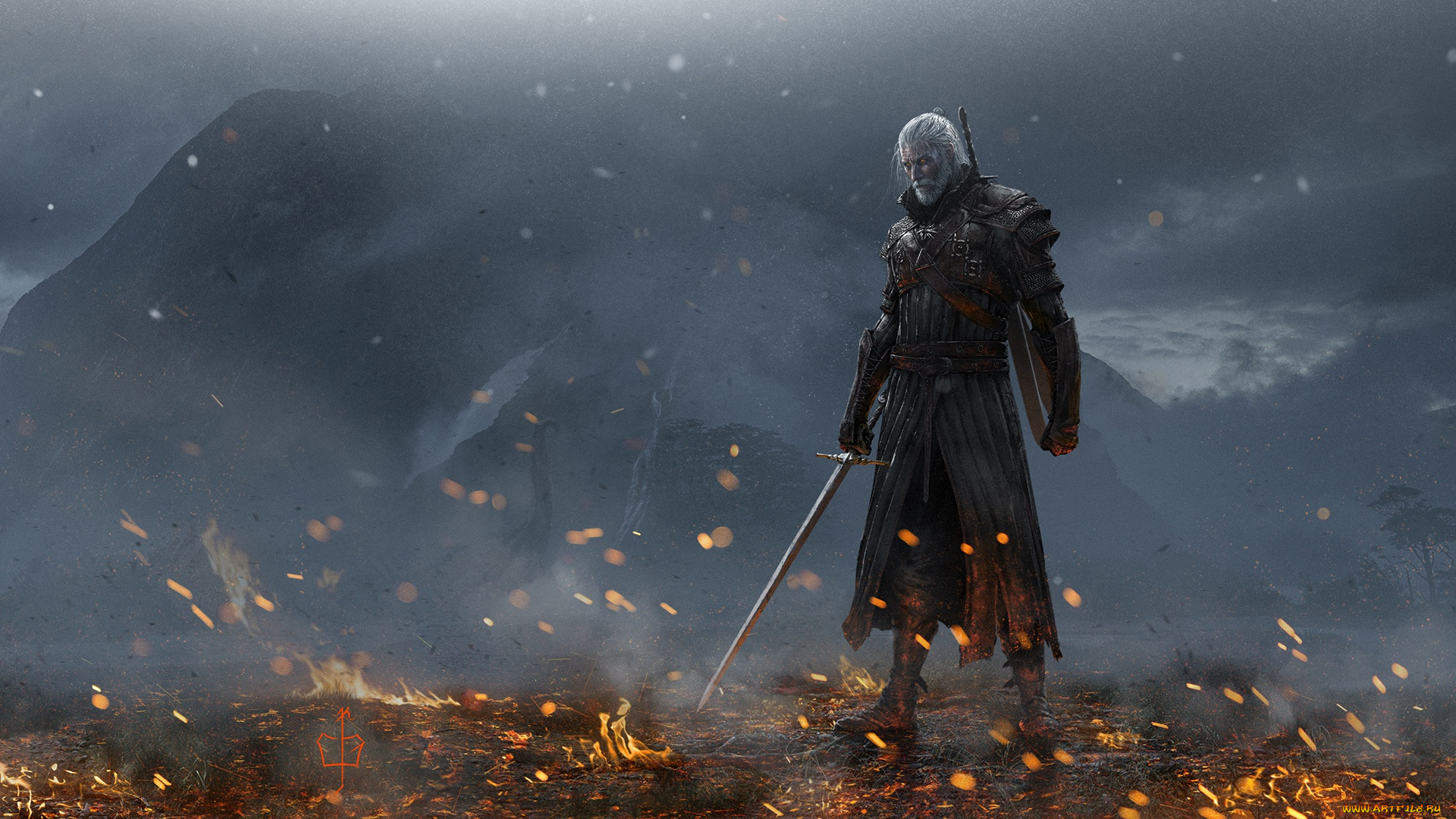 видео, игры, the, witcher, 3, , wild, hunt, искры, оружие, ведьмак, геральт