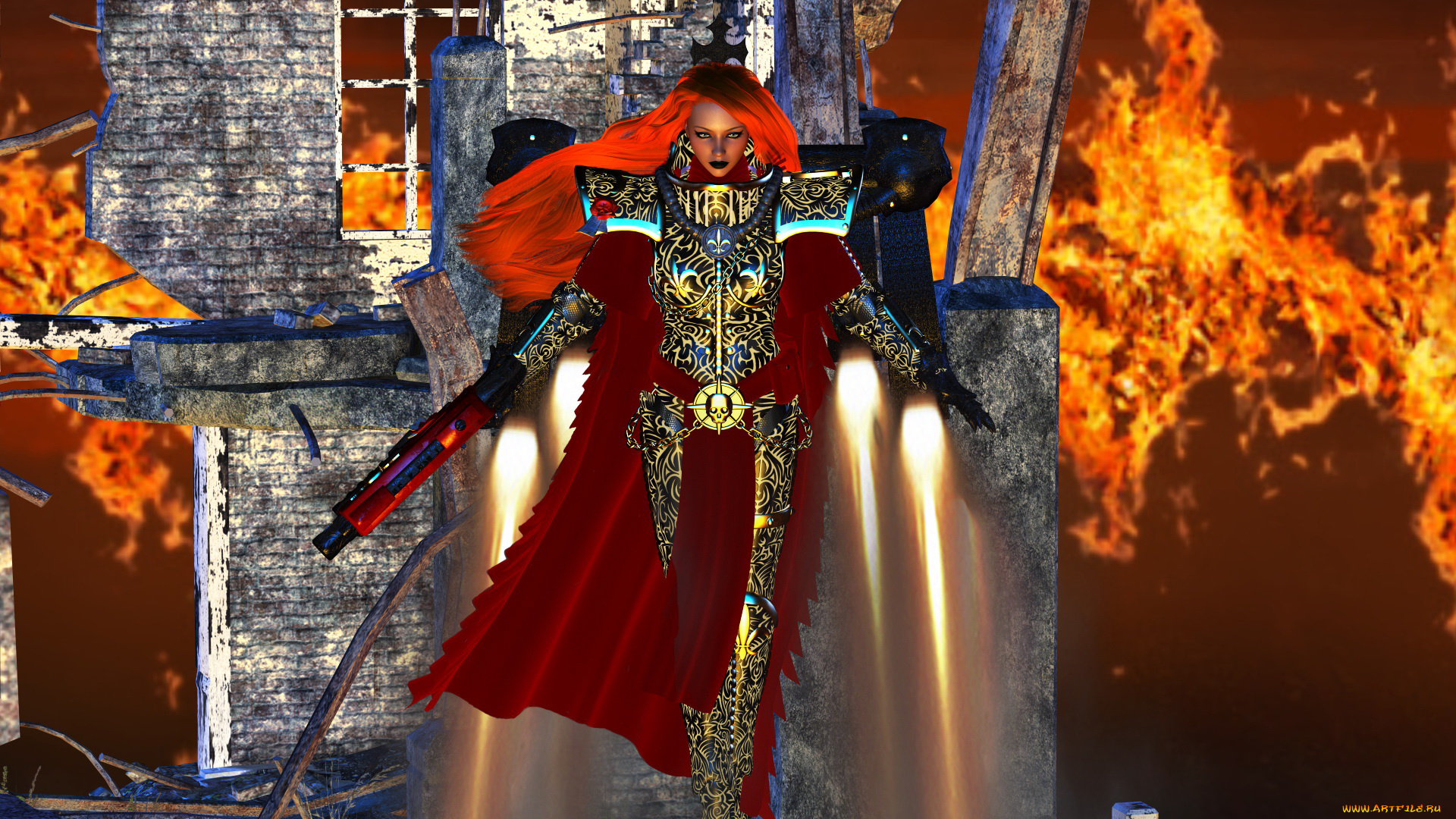 3д, графика, фантазия, , fantasy, девушка, фон, взгляд, униформа