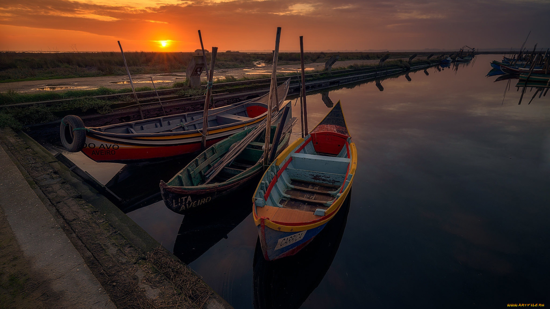 корабли, лодки, , шлюпки, закат, лодка, река