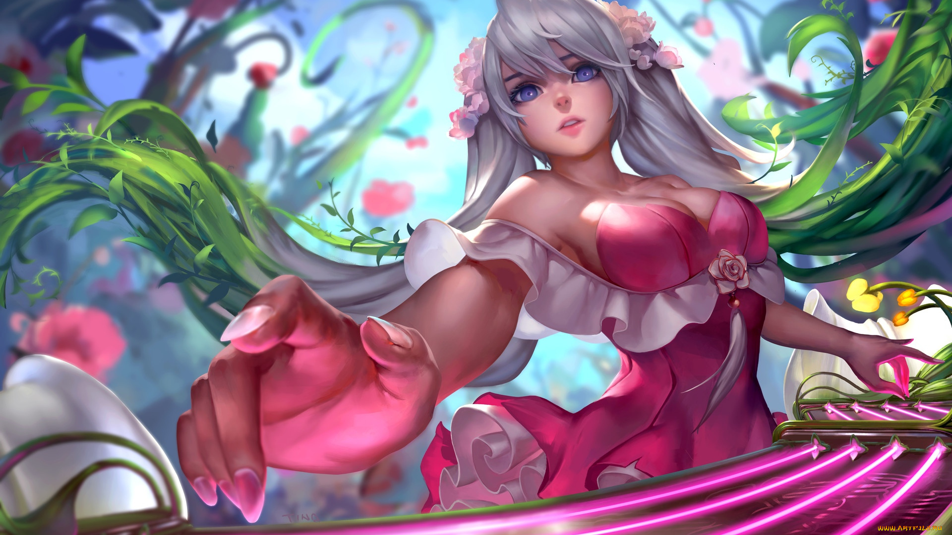 видео, игры, league, of, legends, sona, музыка, инструмент, цветы