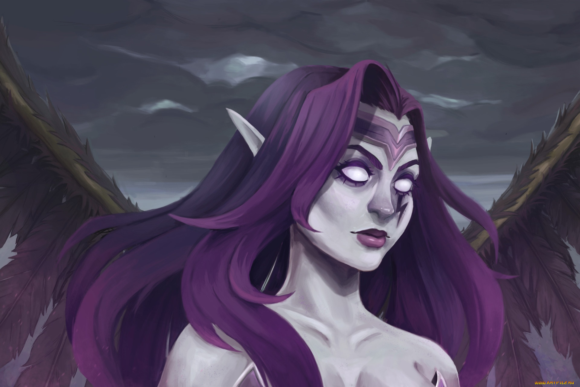 видео, игры, league, of, legends, лицо, крылья, morgana