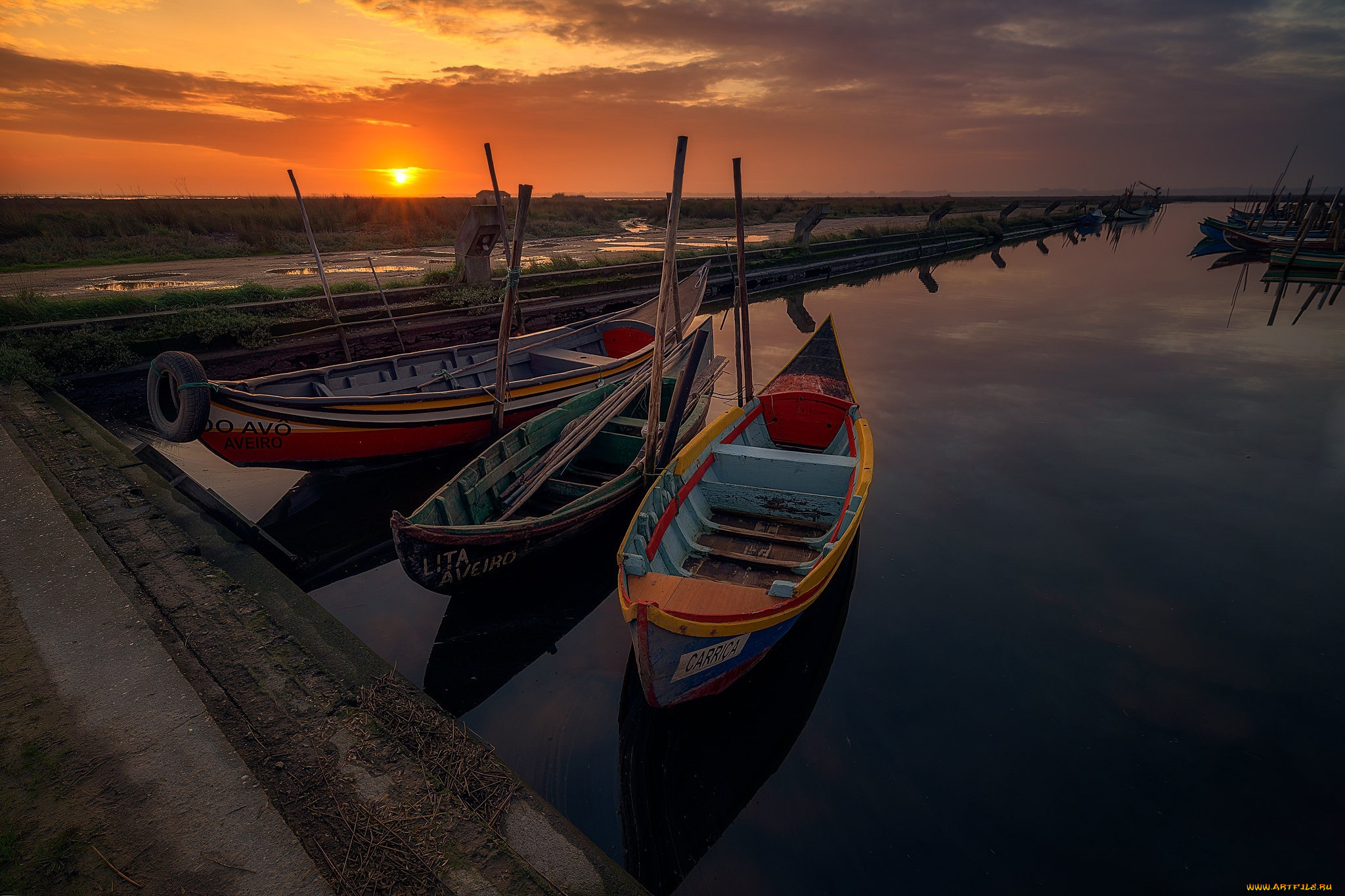 корабли, лодки, , шлюпки, закат, лодка, река