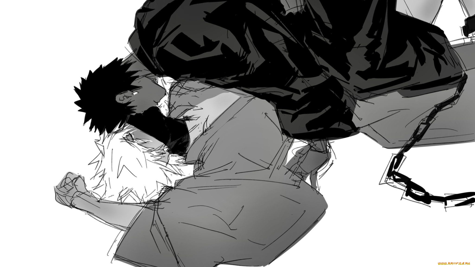 аниме, naruto, какаши, обито, цепь