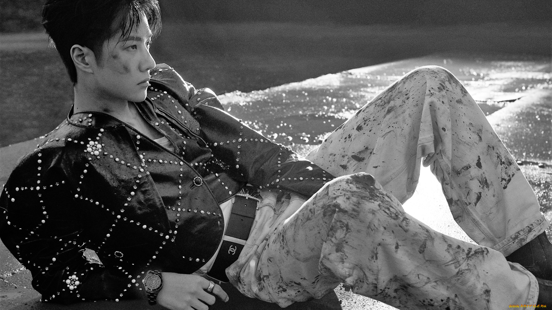 мужчины, wang, yi, bo, актер, певец, грязь, лужи