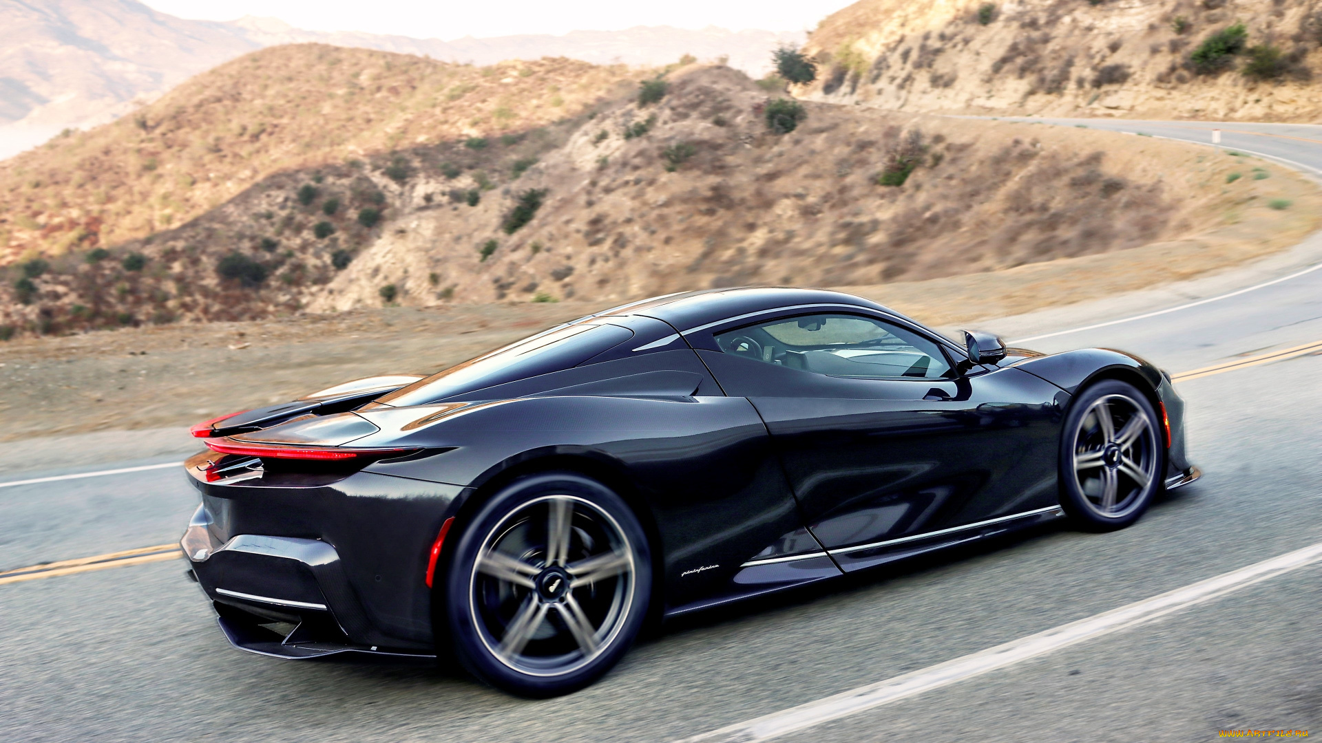 pininfarina, battista, автомобили, pininfarina, черный, горы, скорость, дорога, шоссе