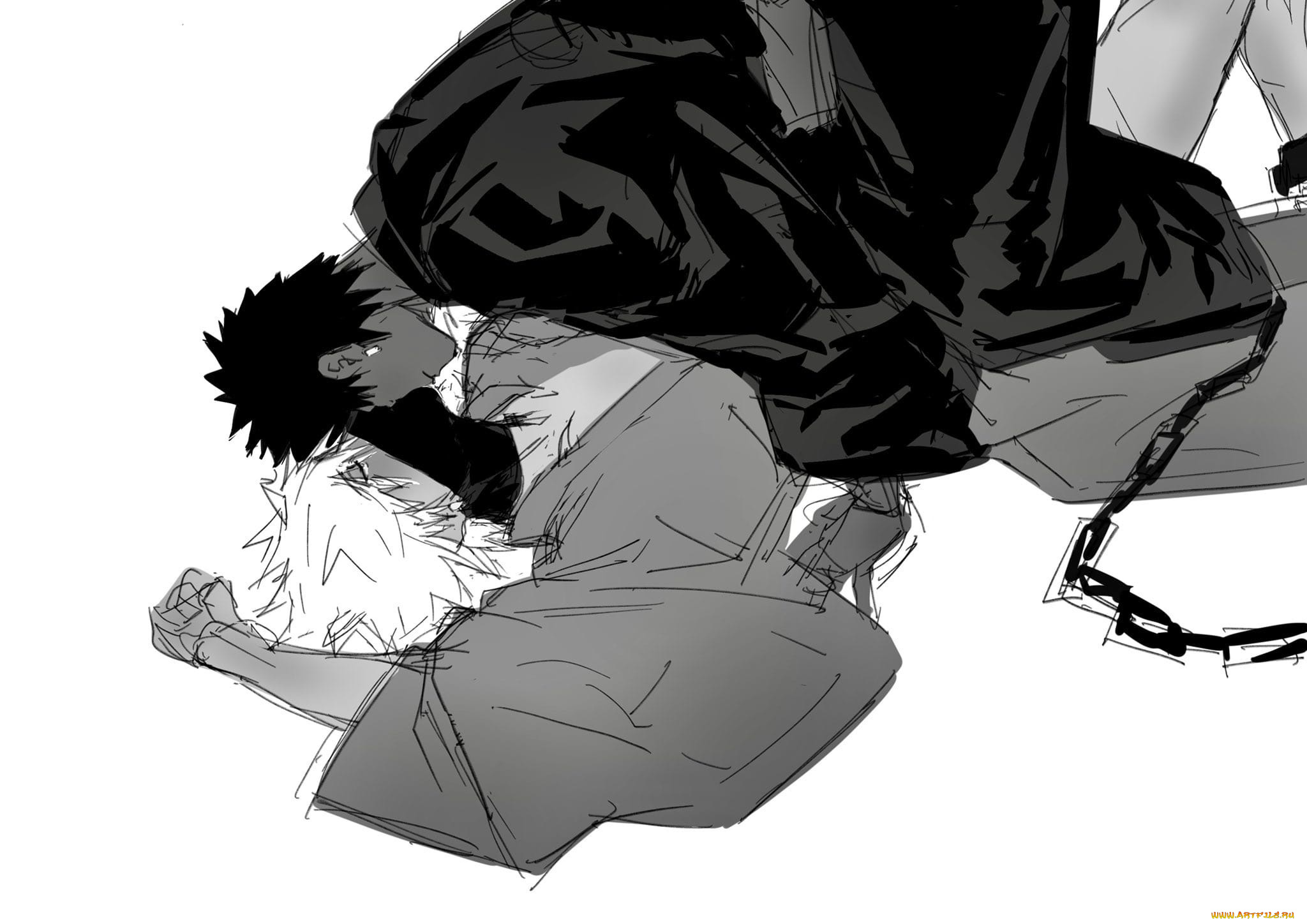 аниме, naruto, какаши, обито, цепь