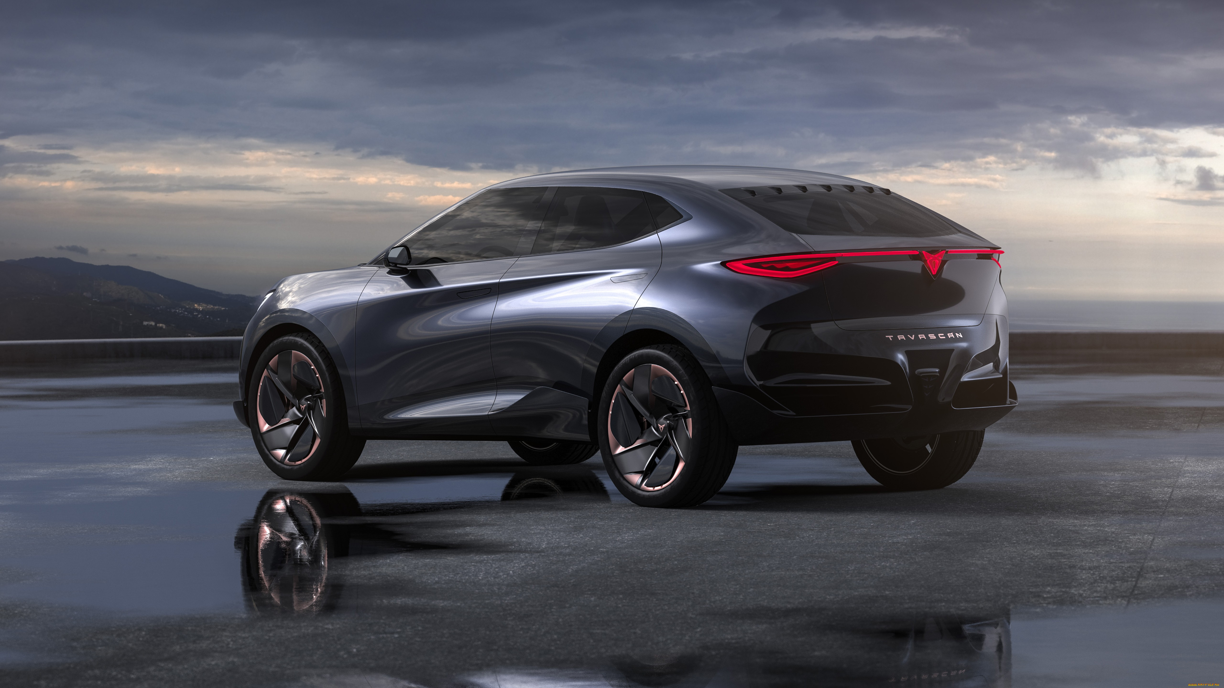 cupra, tavascan, concept, автомобили, cupra, темная, площадка, лужи, тучи