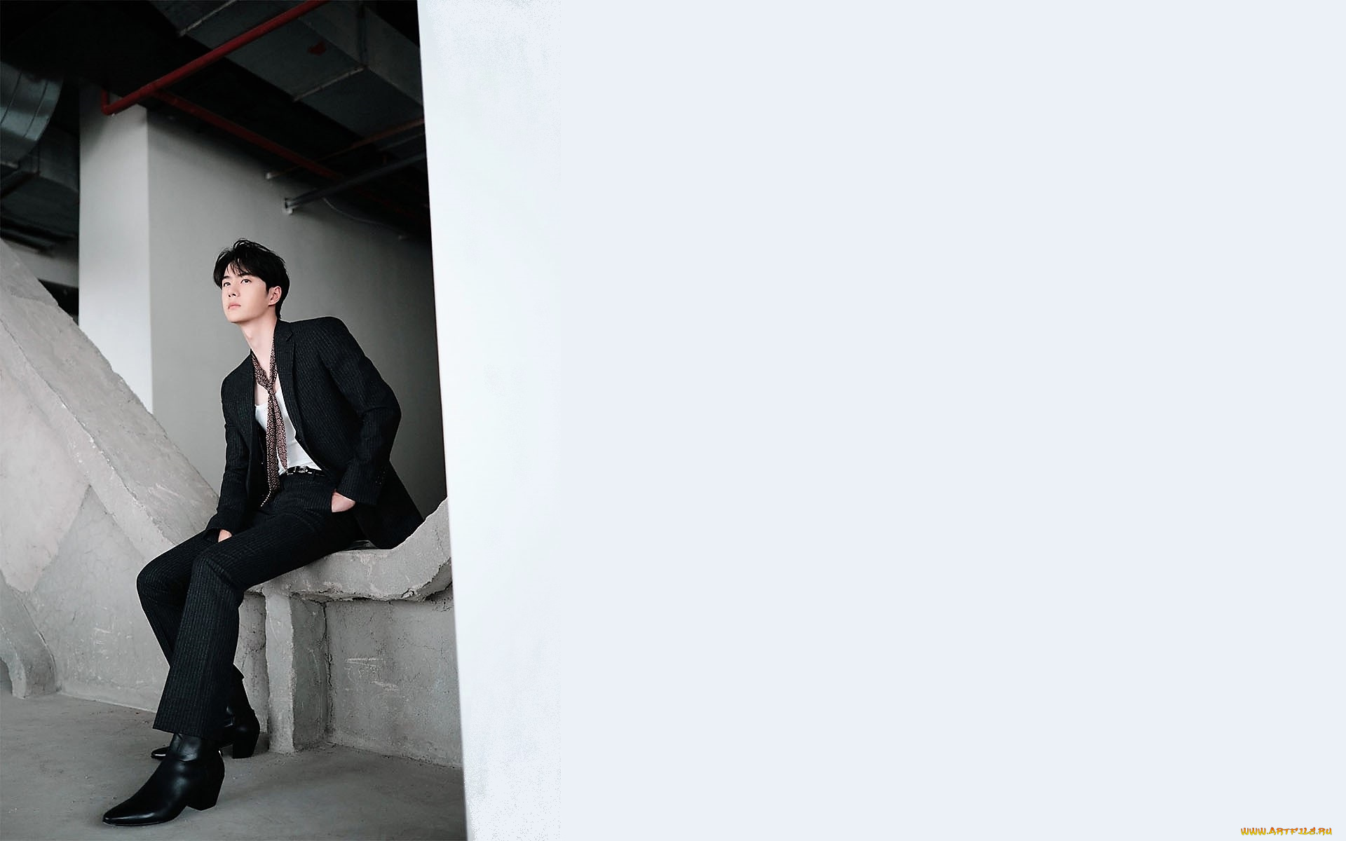 мужчины, wang, yi, bo, актер, костюм, здание