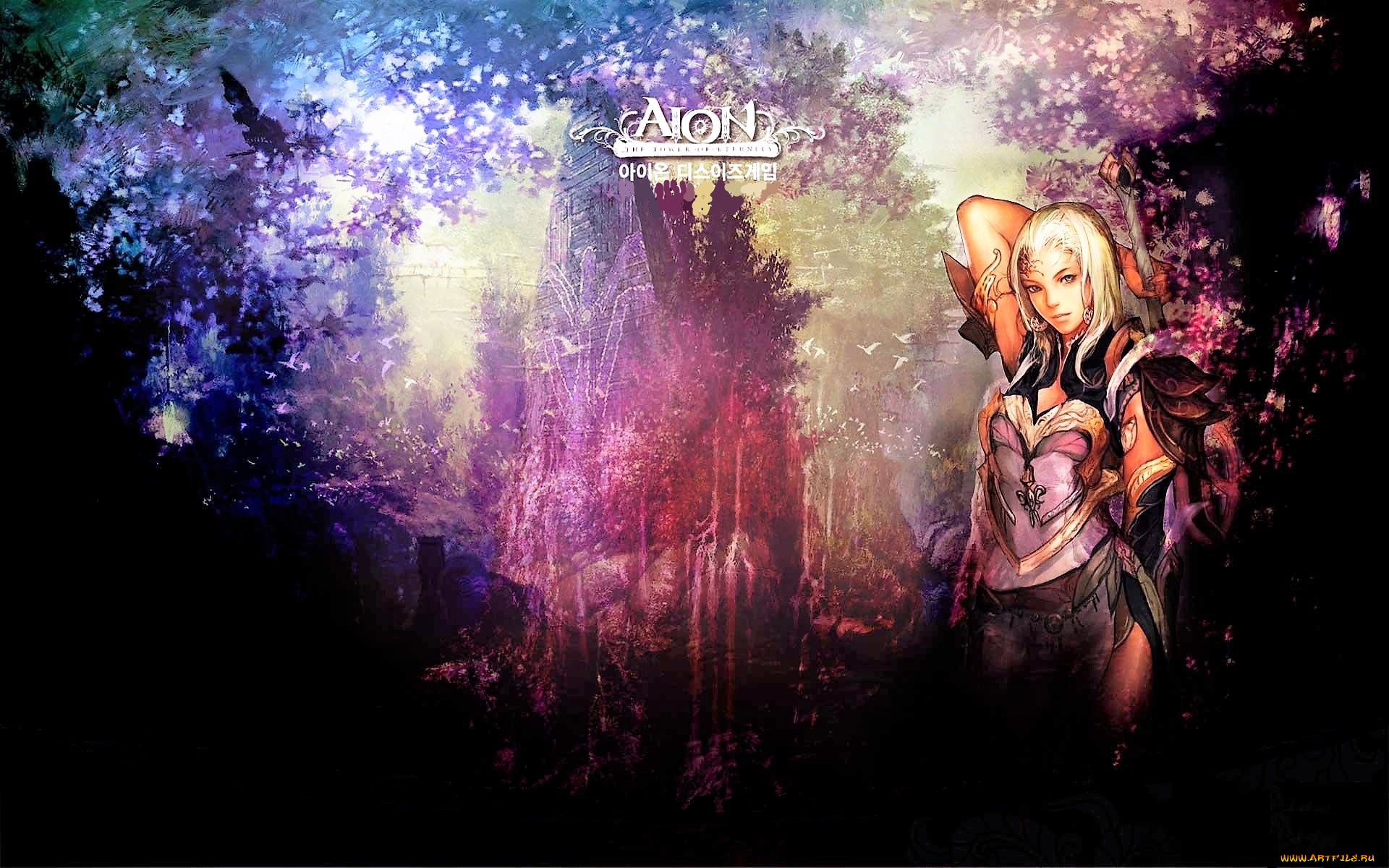 видео, игры, aion, , the, tower, of, eternity, девушка, оружие, сад