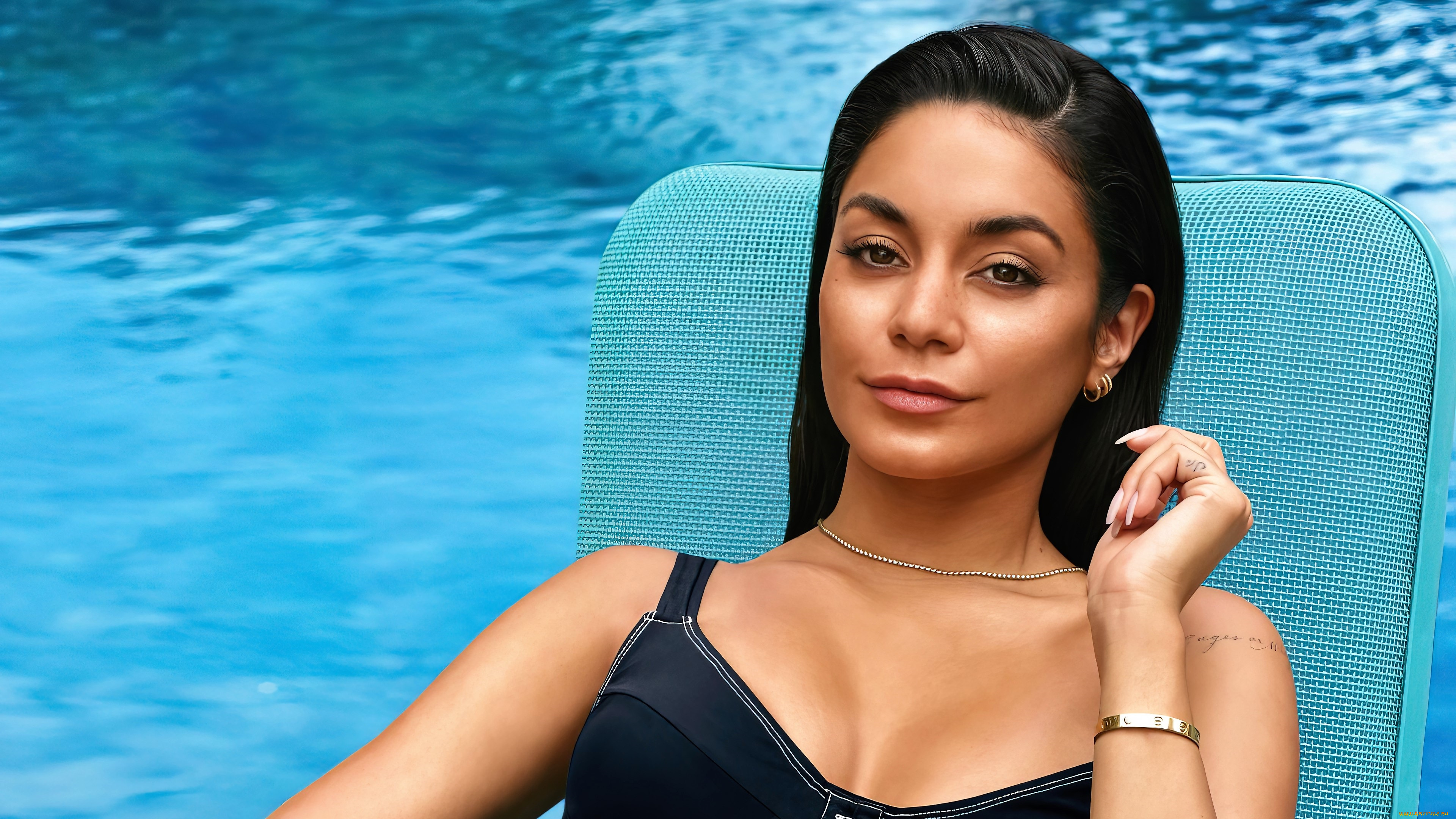 девушки, vanessa, hudgens, брюнетка, кресло, бассейн