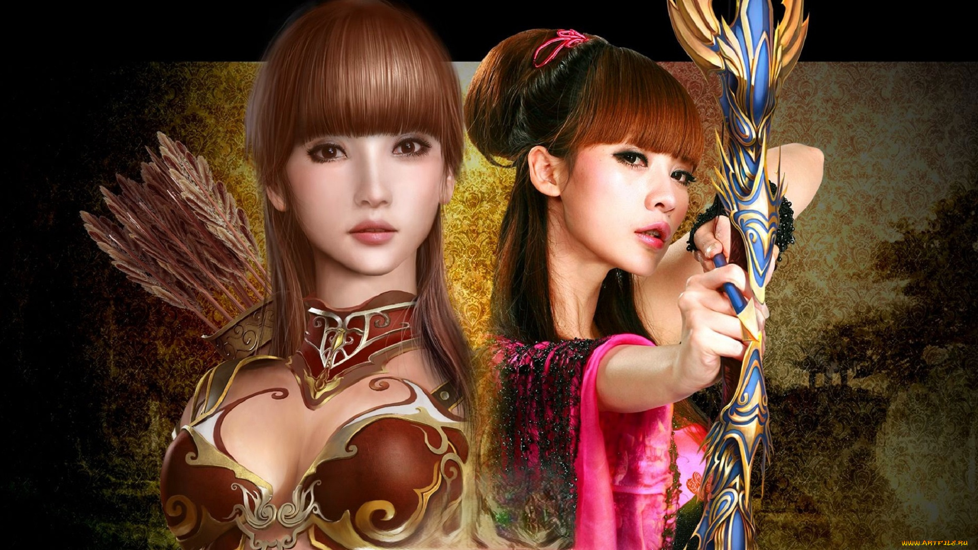 видео, игры, red, cliff, девушка, персонаж, лук, стрелы